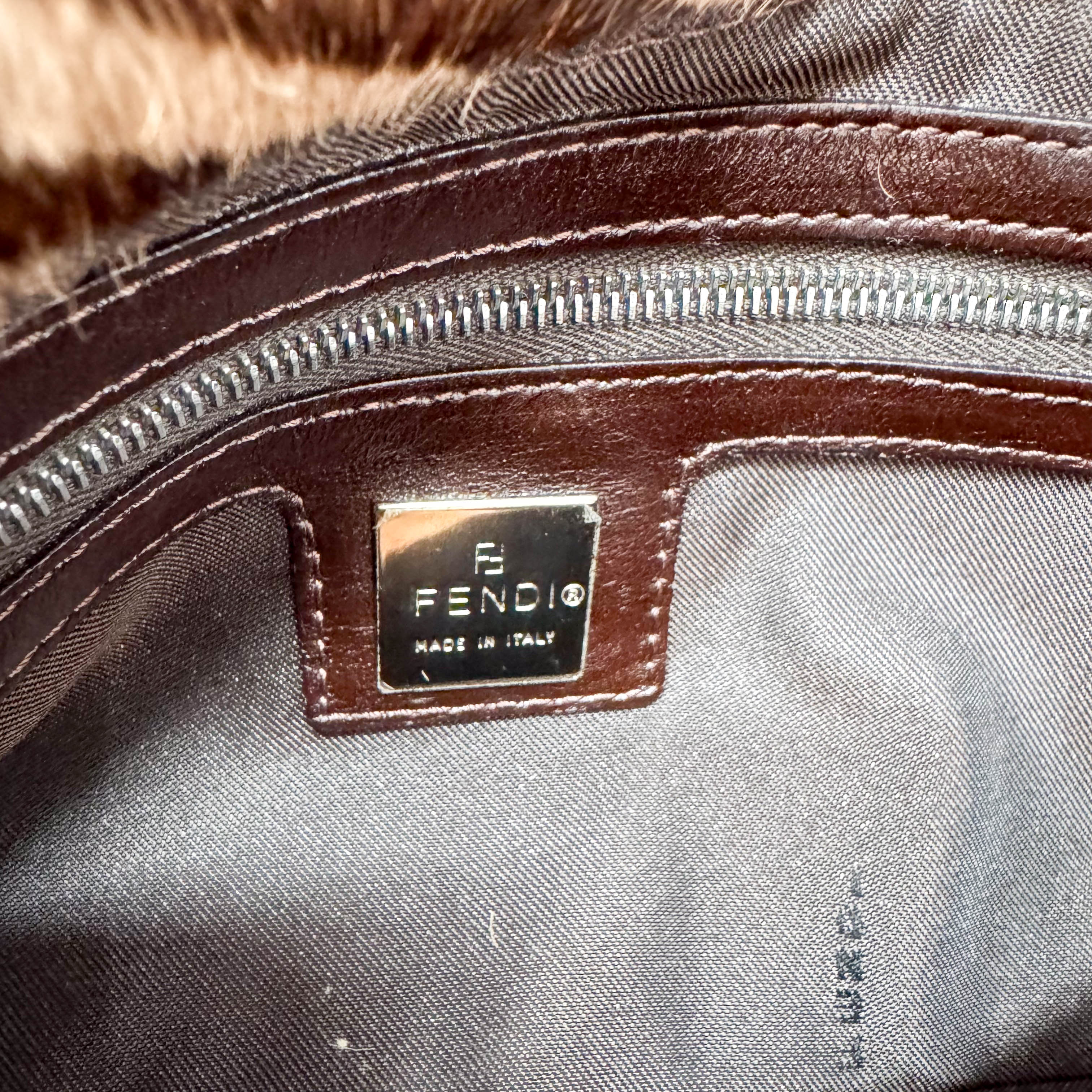 Baguette Pony Hair Brown Zebra Print Shoulder Bag