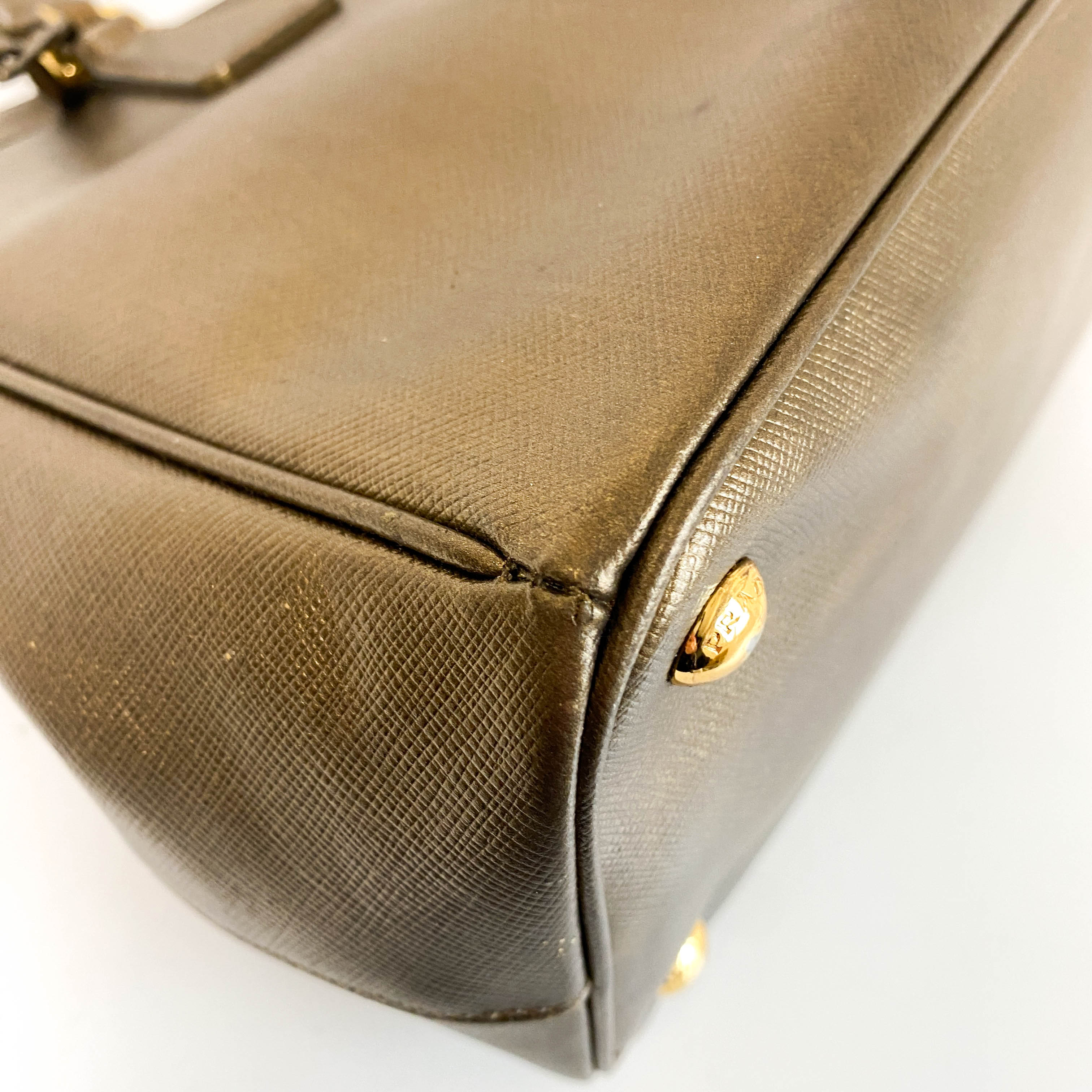 Galleria Gold Saffiano Lux Leather Top Handle Bag