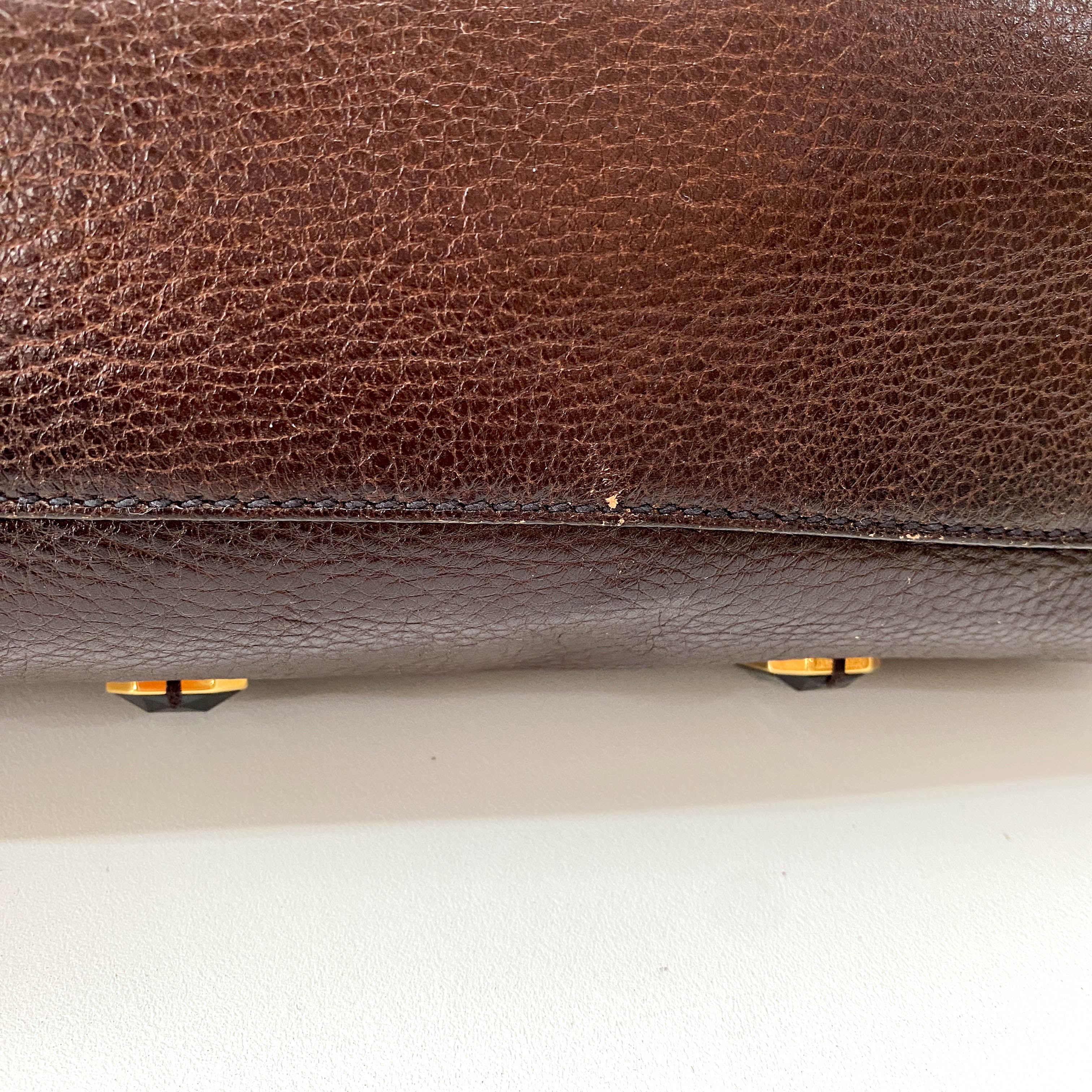 Tessuto Brown Leather Pietre Jeweled Tote Shoulder Bag