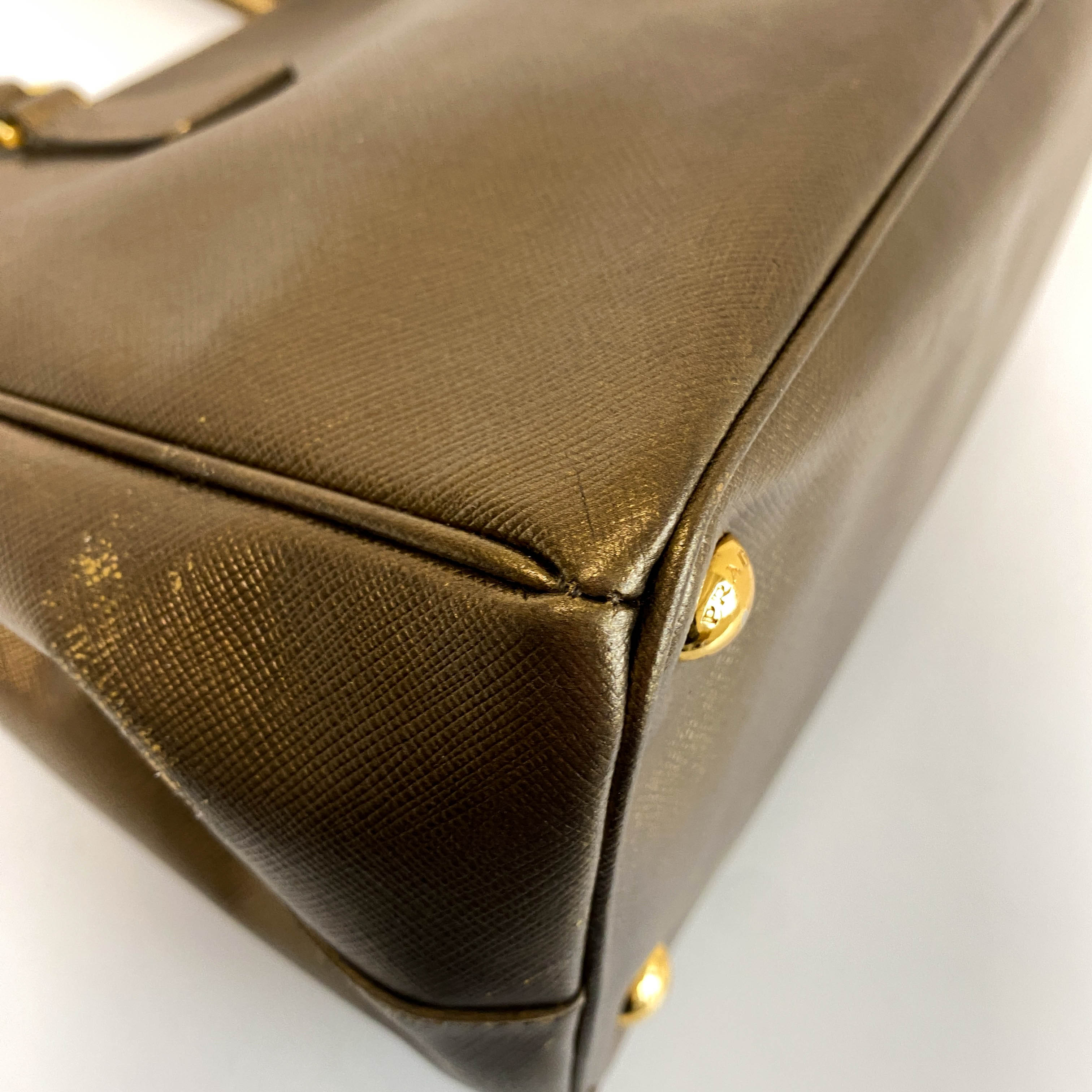 Galleria Gold Saffiano Lux Leather Top Handle Bag