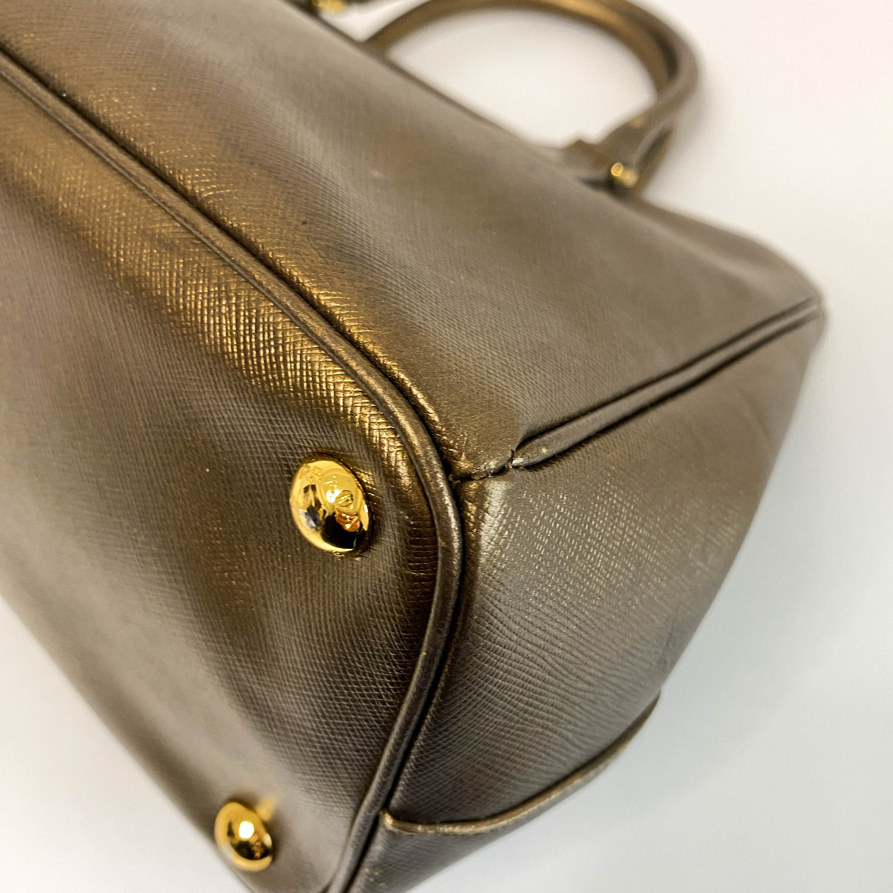 Galleria Gold Saffiano Lux Leather Top Handle Bag