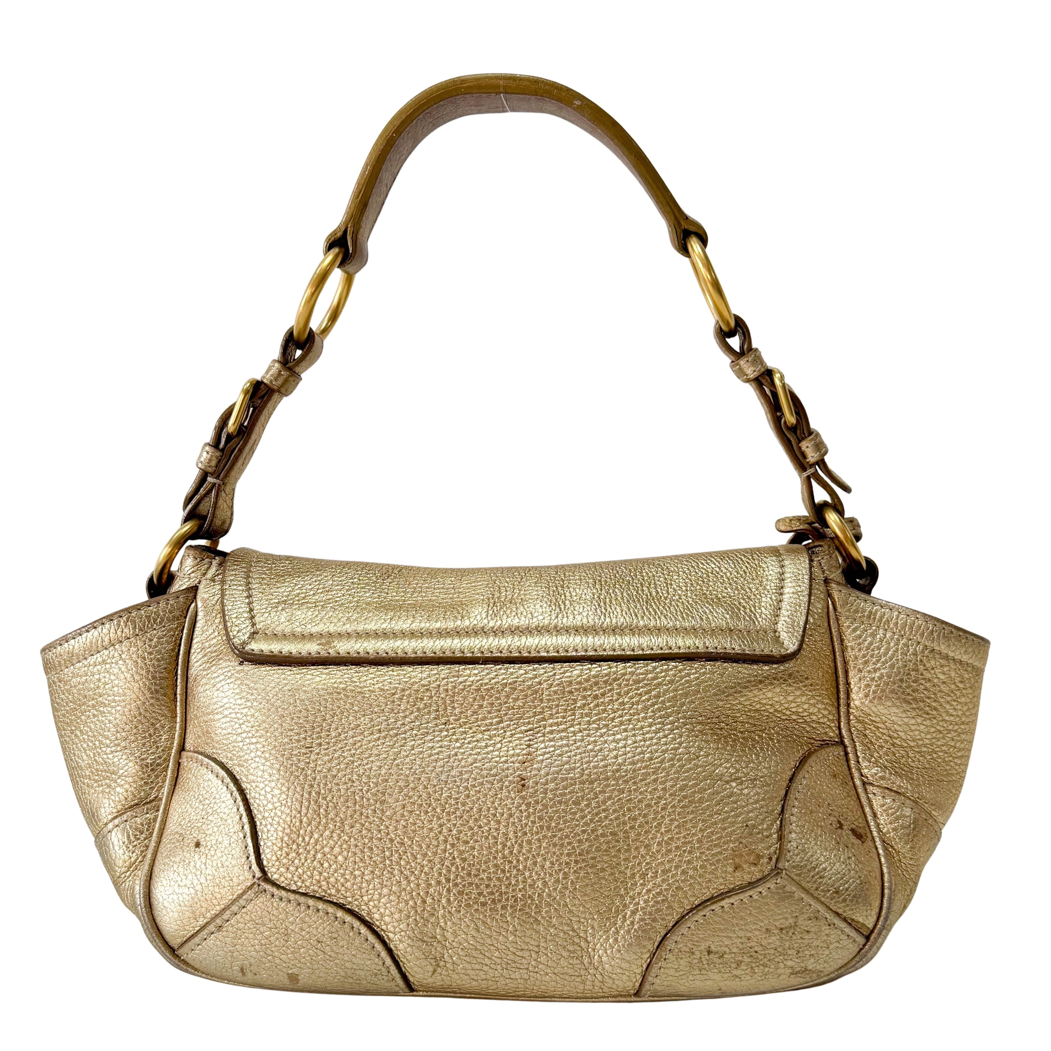 Gold Leather Shoulder Bag