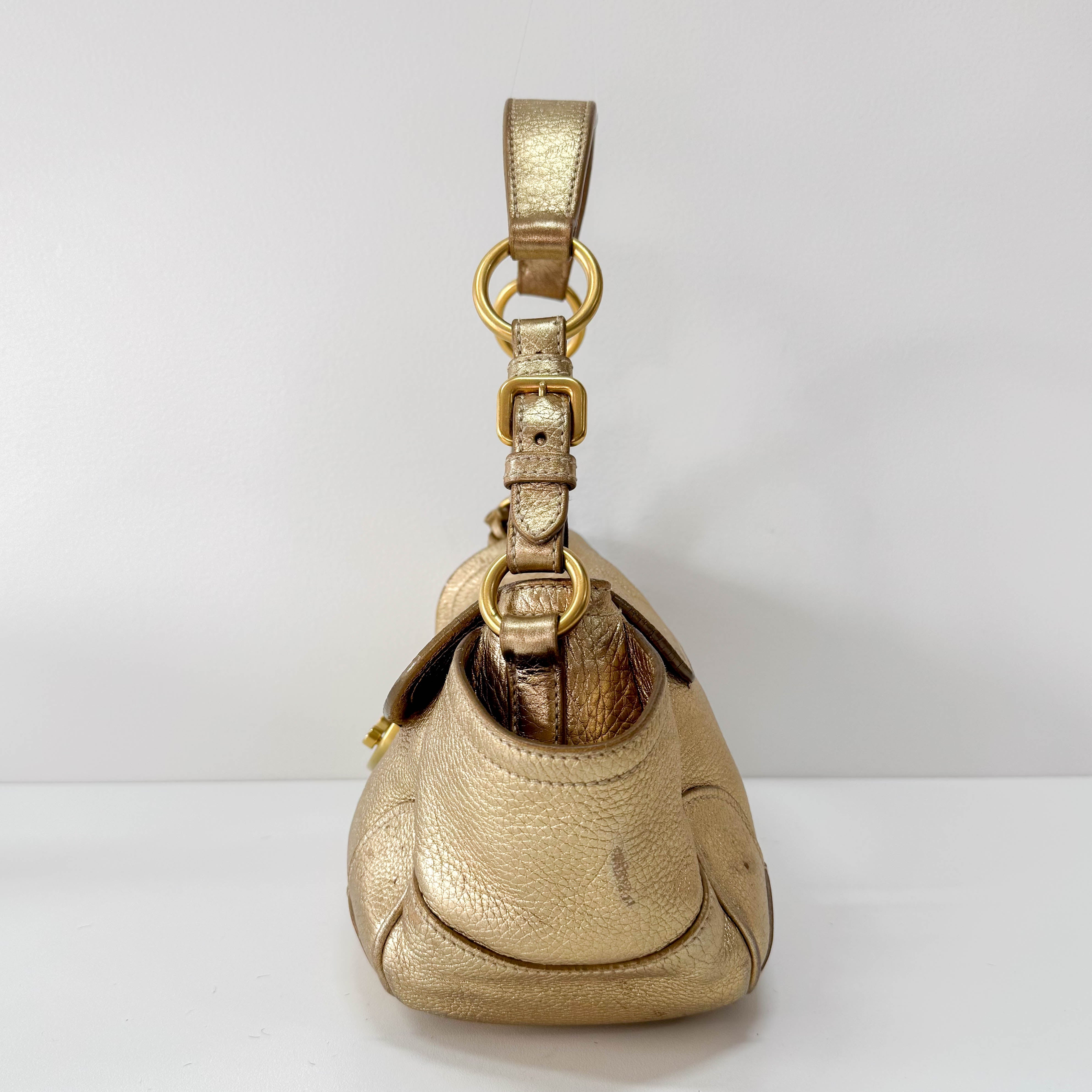 Gold Leather Shoulder Bag