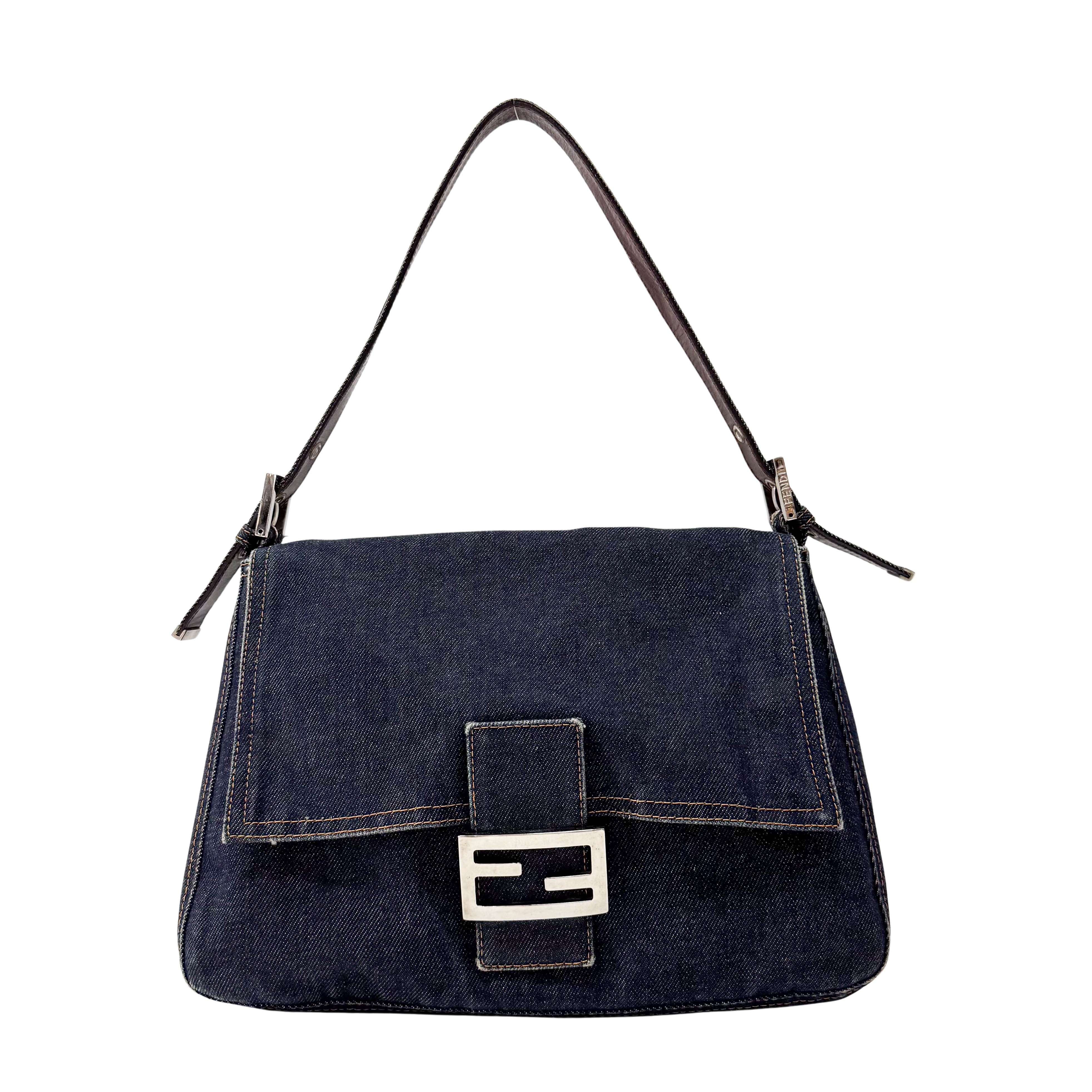 Mamma Baguette Blue Denim Shoulder Bag