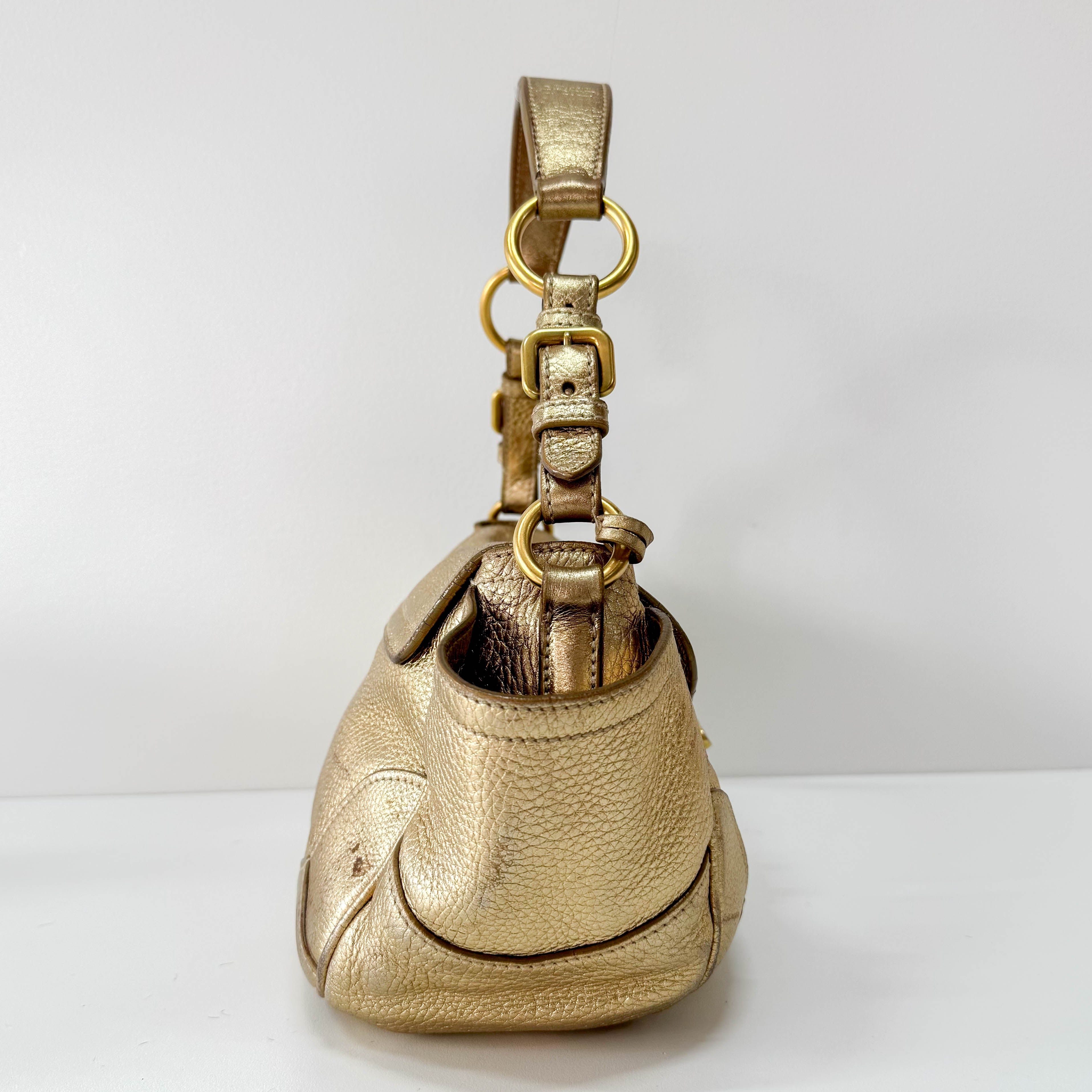 Gold Leather Shoulder Bag