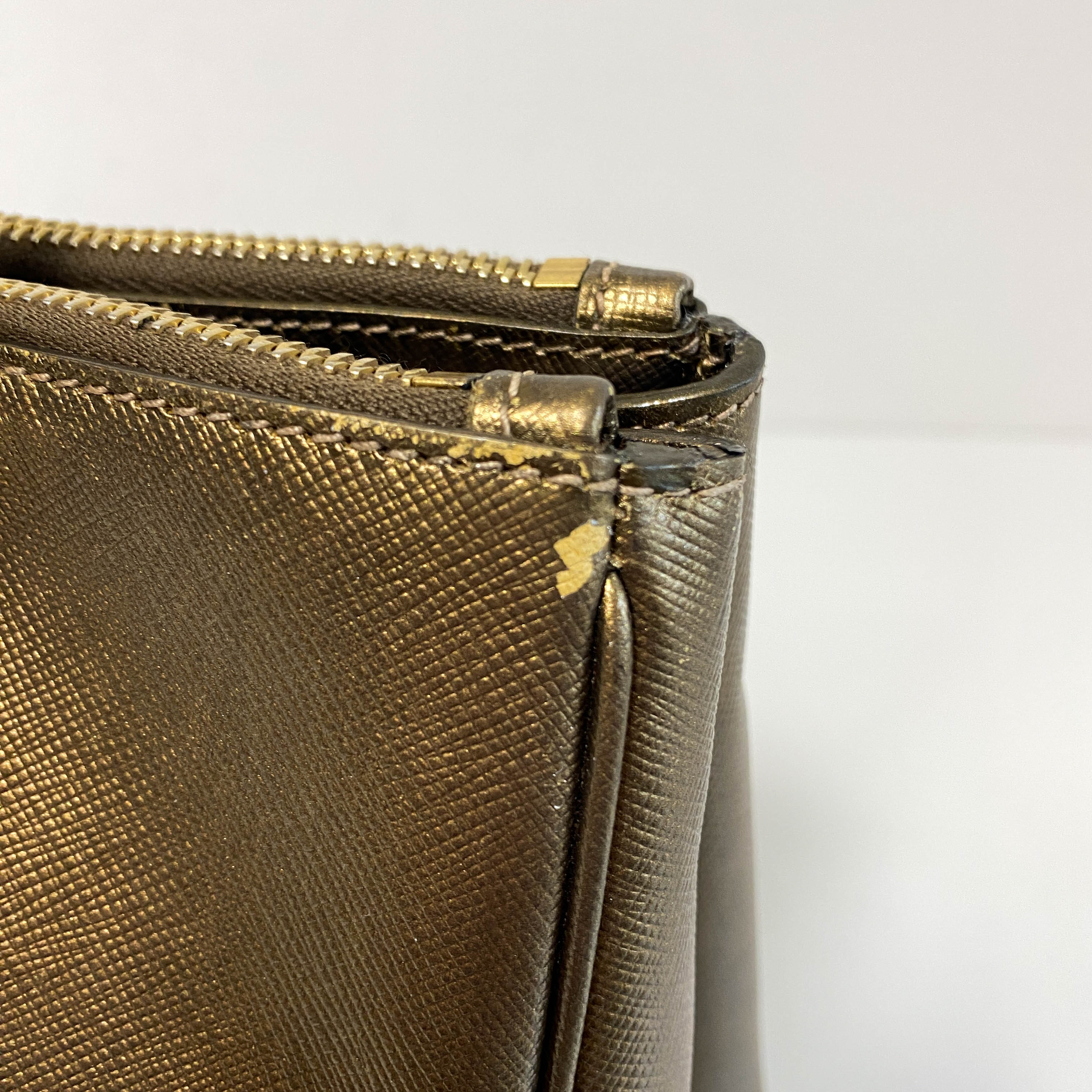 Galleria Gold Saffiano Lux Leather Top Handle Bag