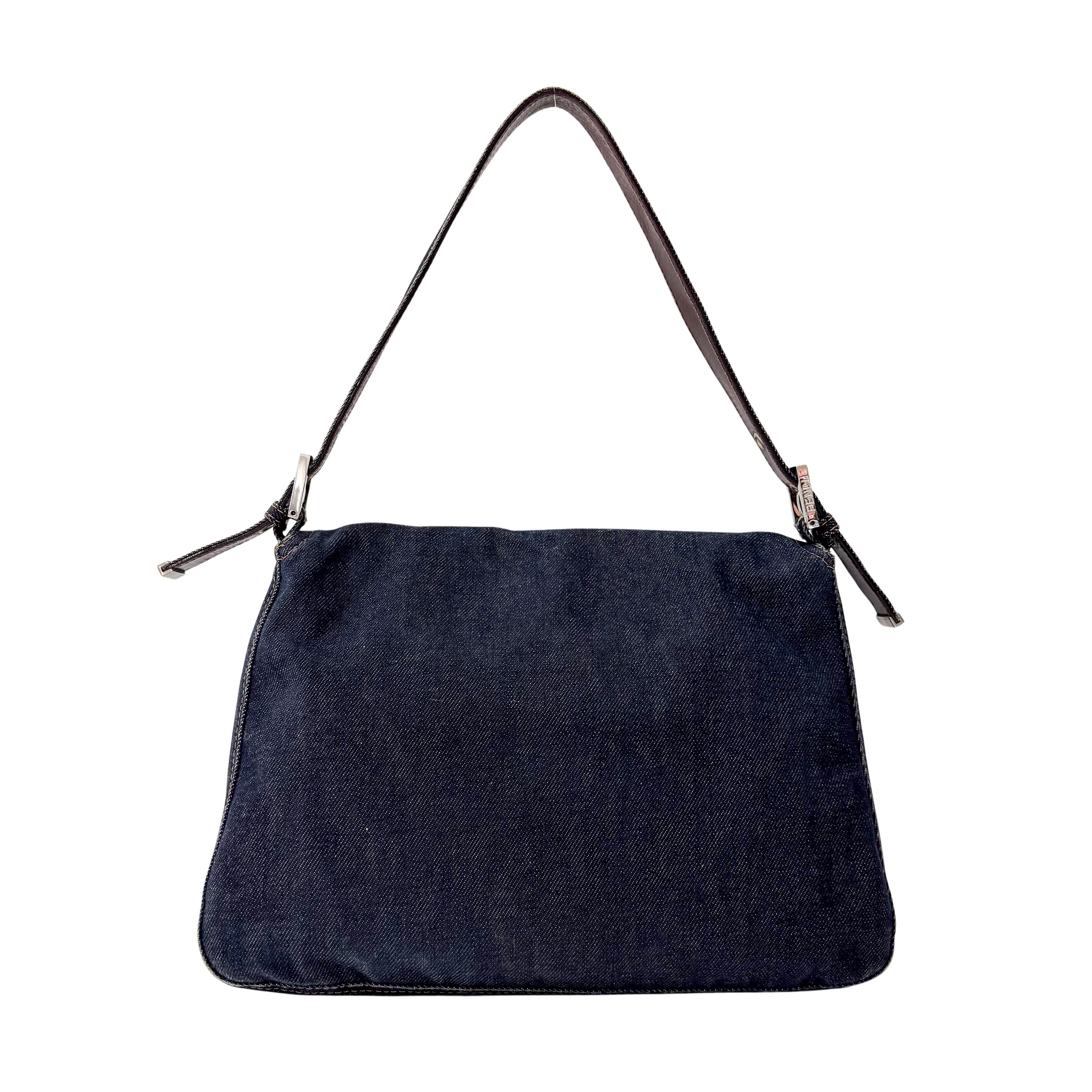 Mamma Baguette Blue Denim Shoulder Bag
