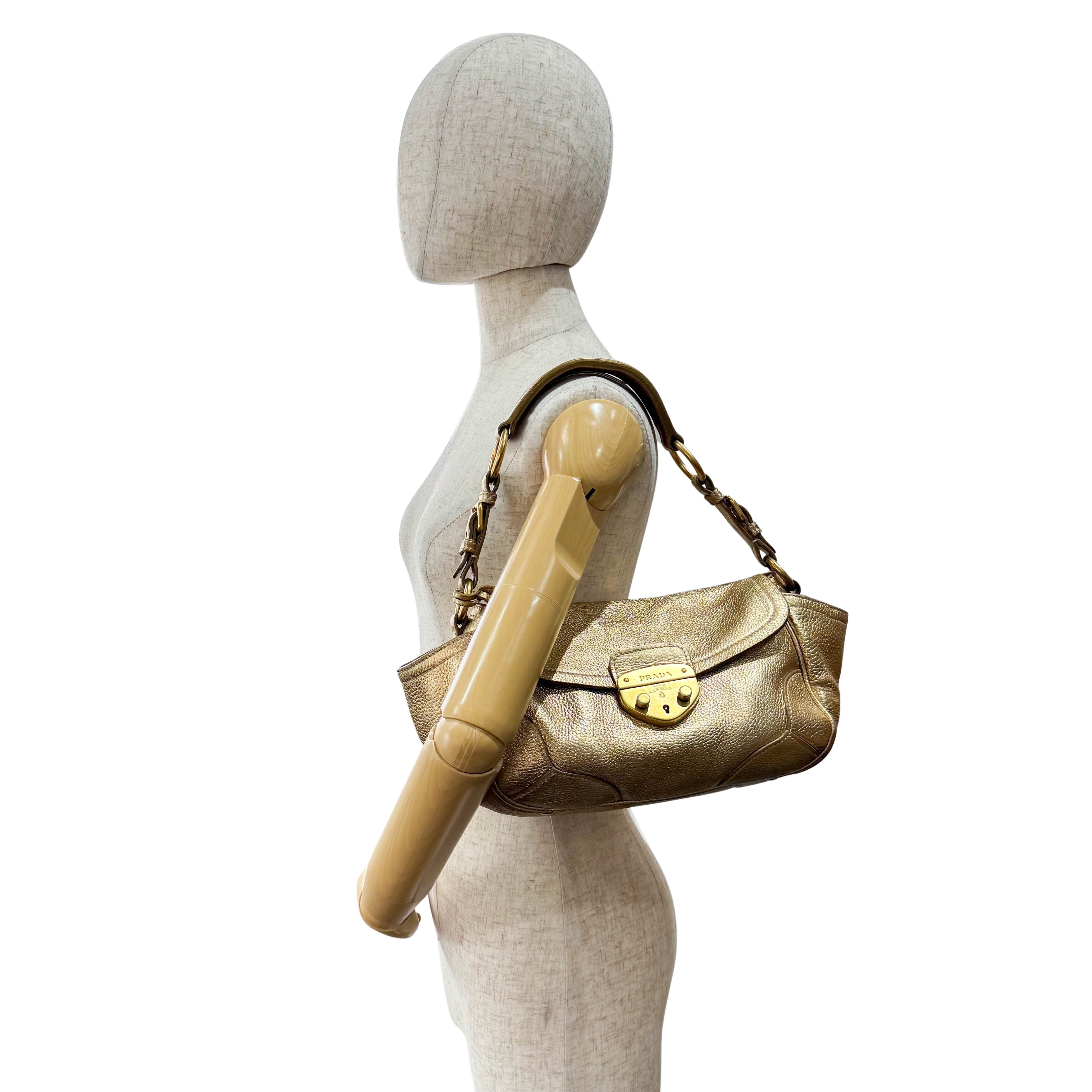 Gold Leather Shoulder Bag