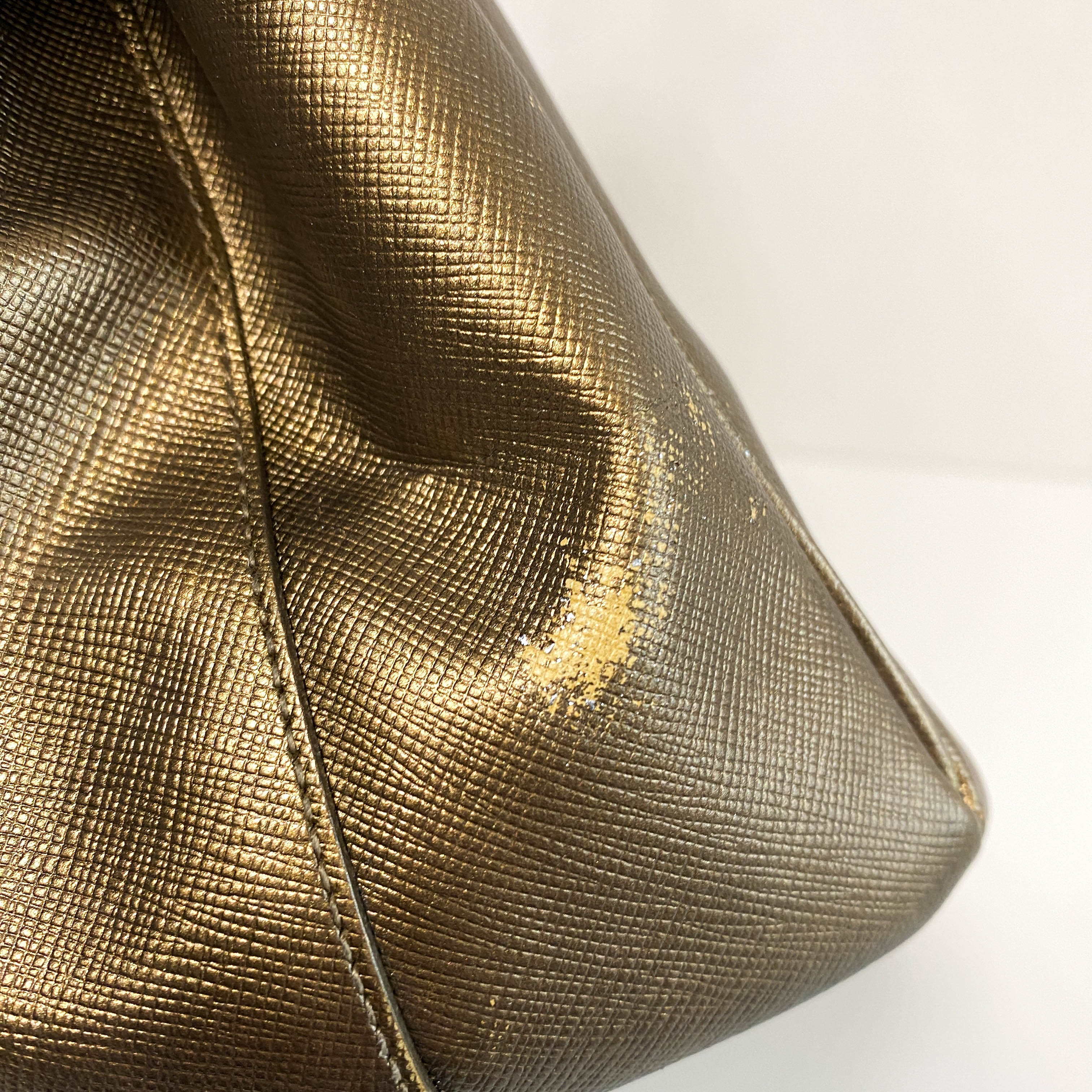 Galleria Gold Saffiano Lux Leather Top Handle Bag