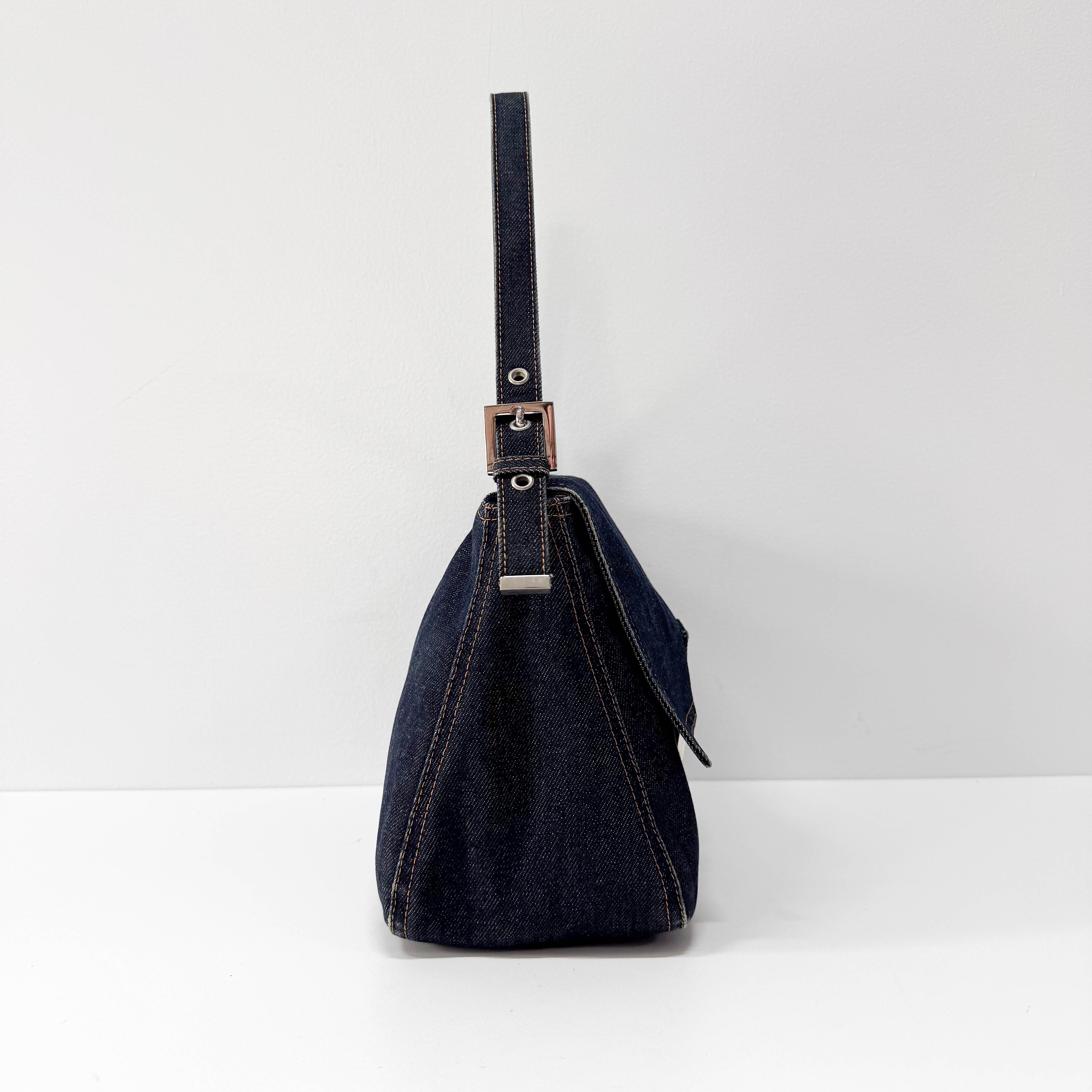 Mamma Baguette Blue Denim Shoulder Bag
