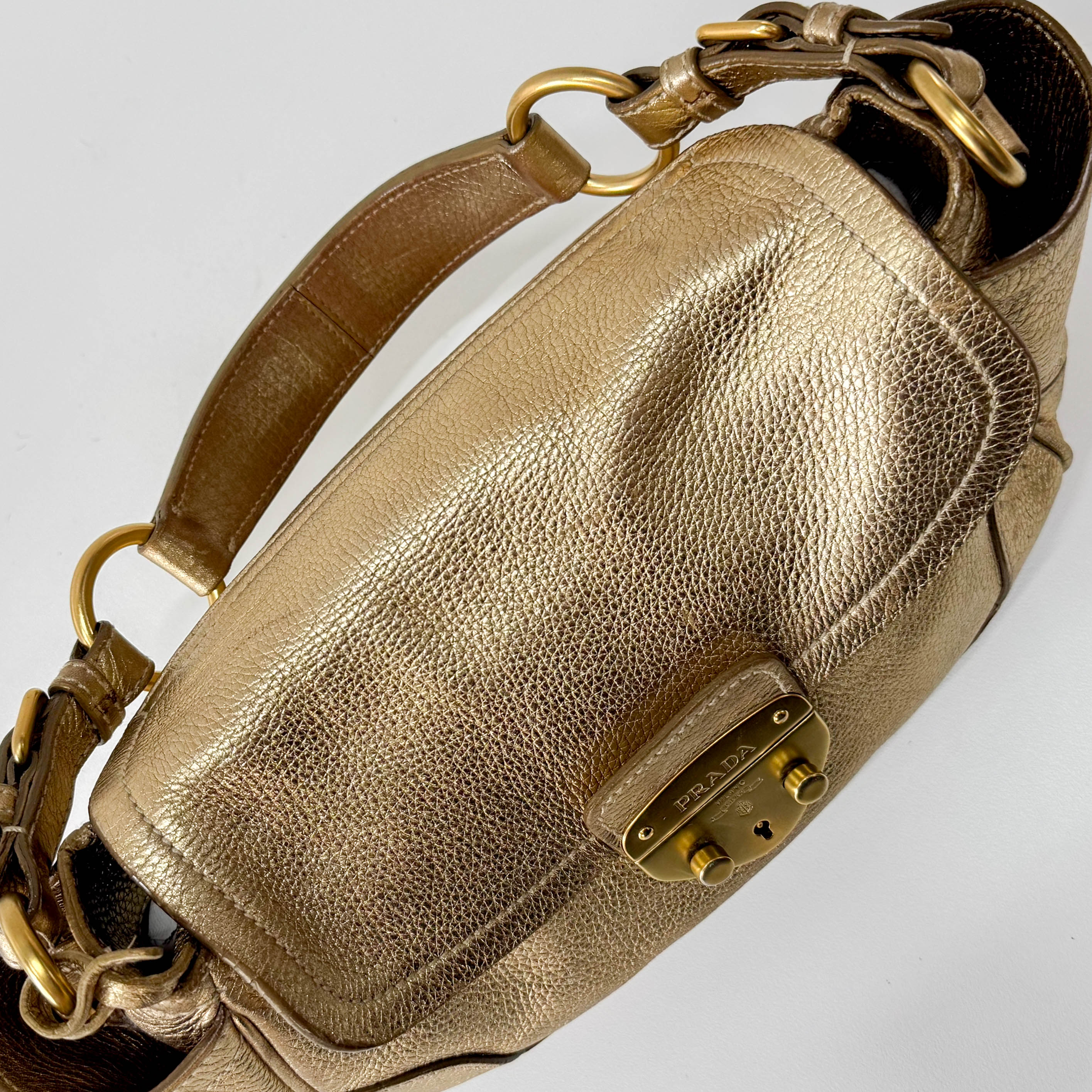 Gold Leather Shoulder Bag