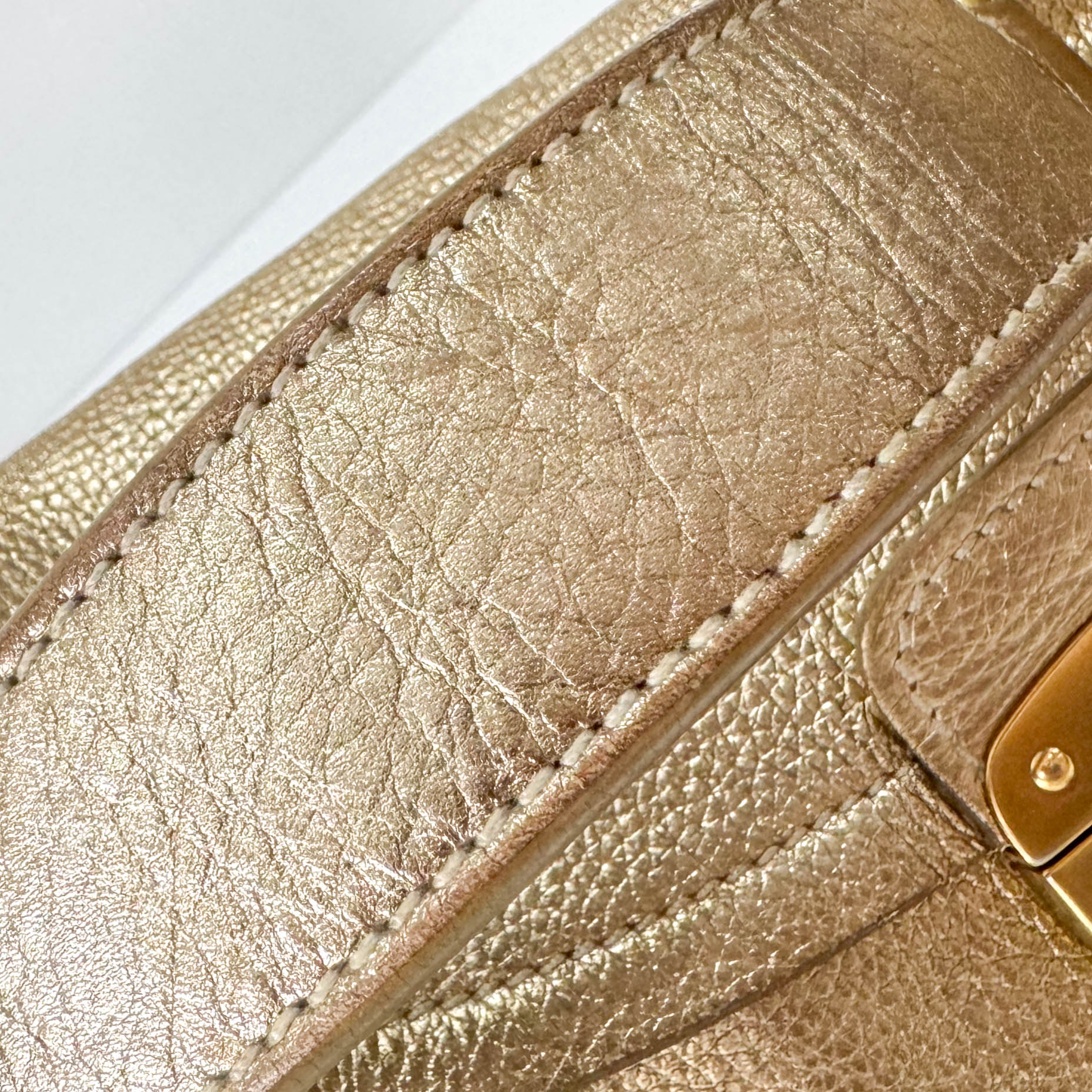 Gold Leather Shoulder Bag