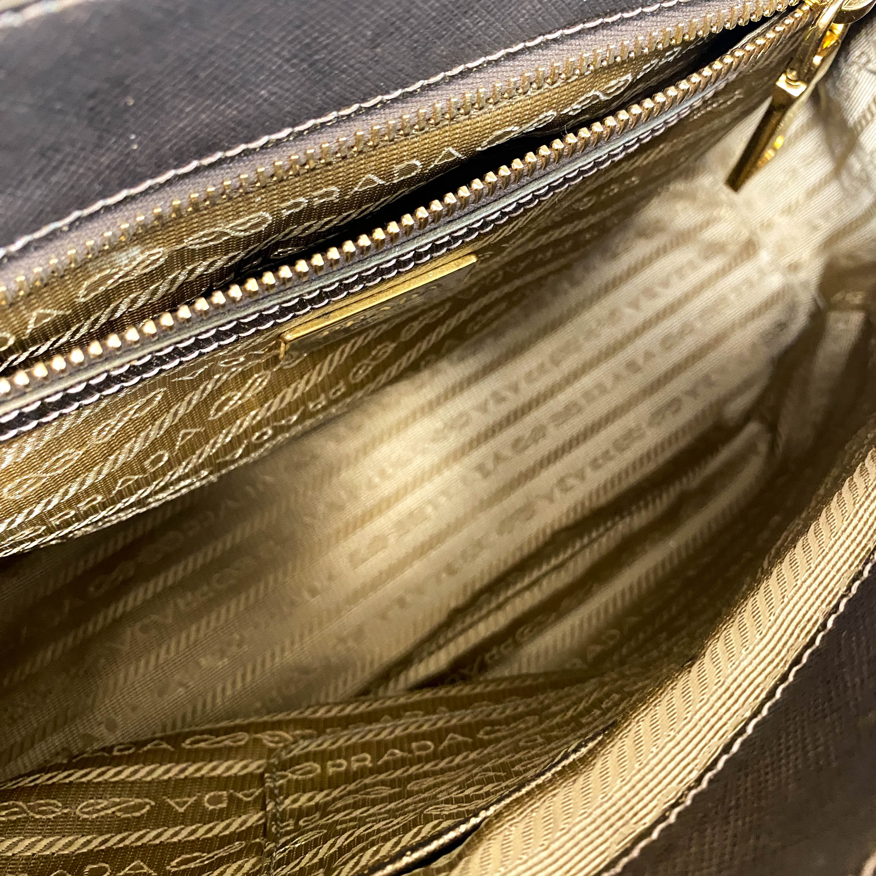 Galleria Gold Saffiano Lux Leather Top Handle Bag