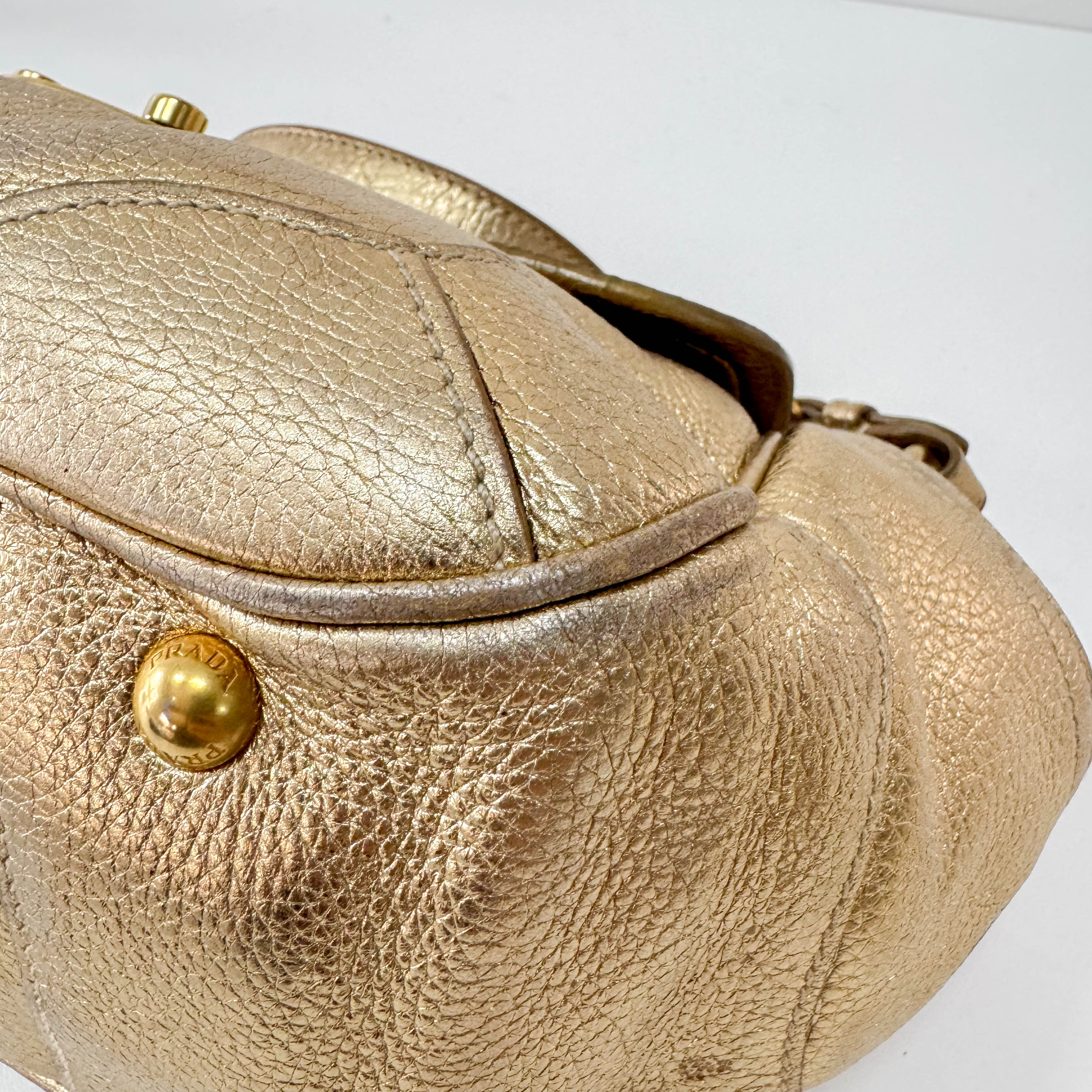 Gold Leather Shoulder Bag