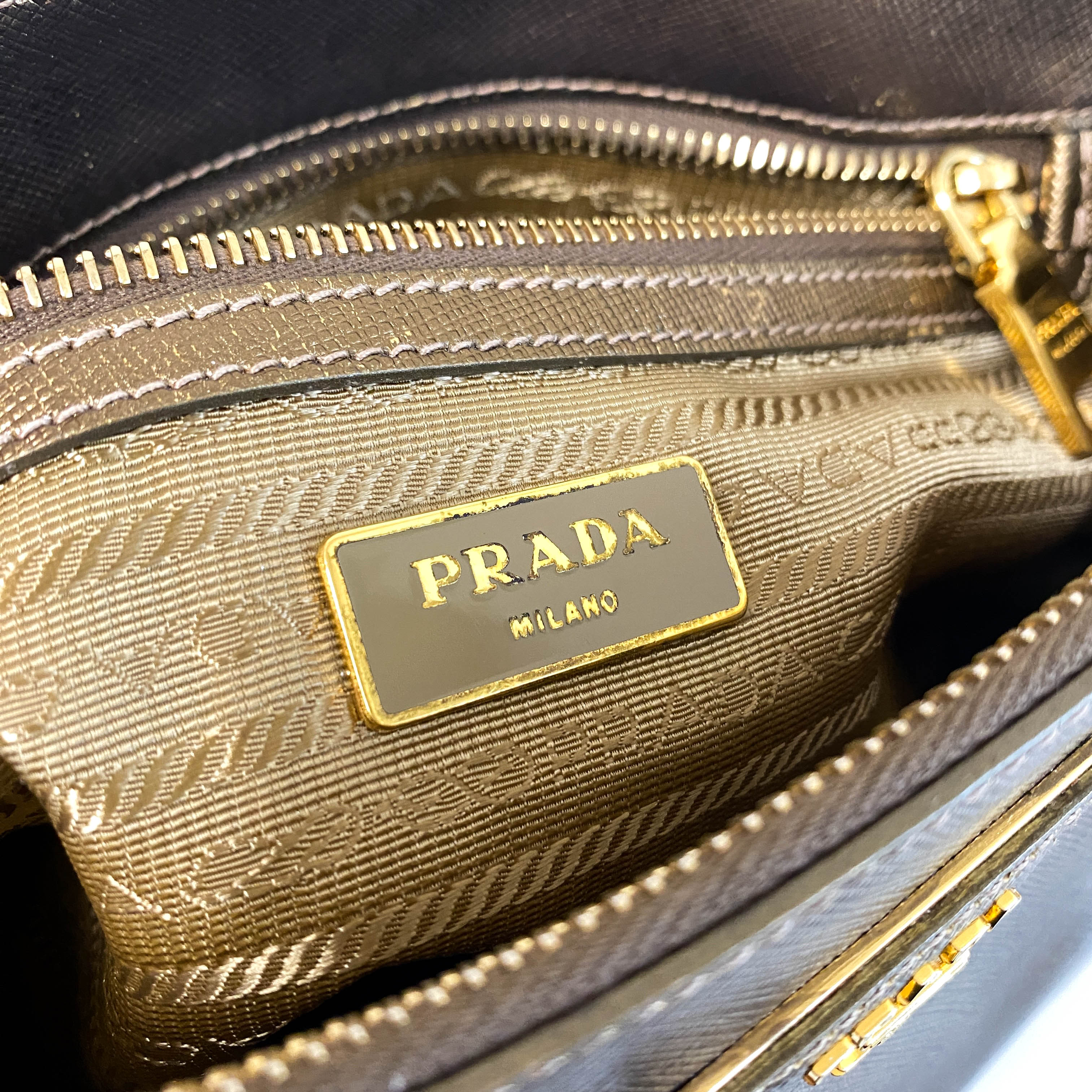 Galleria Gold Saffiano Lux Leather Top Handle Bag