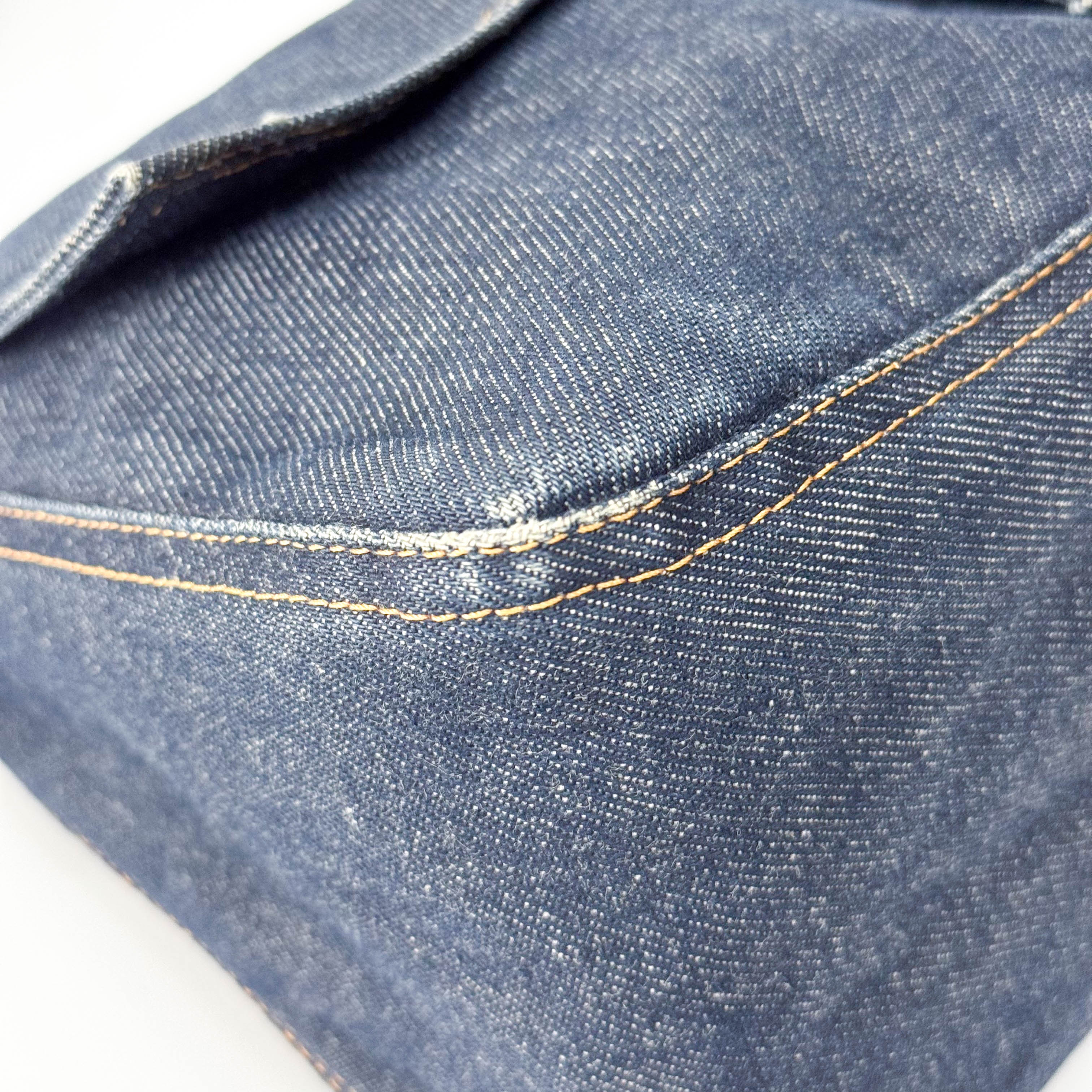 Mamma Baguette Blue Denim Shoulder Bag