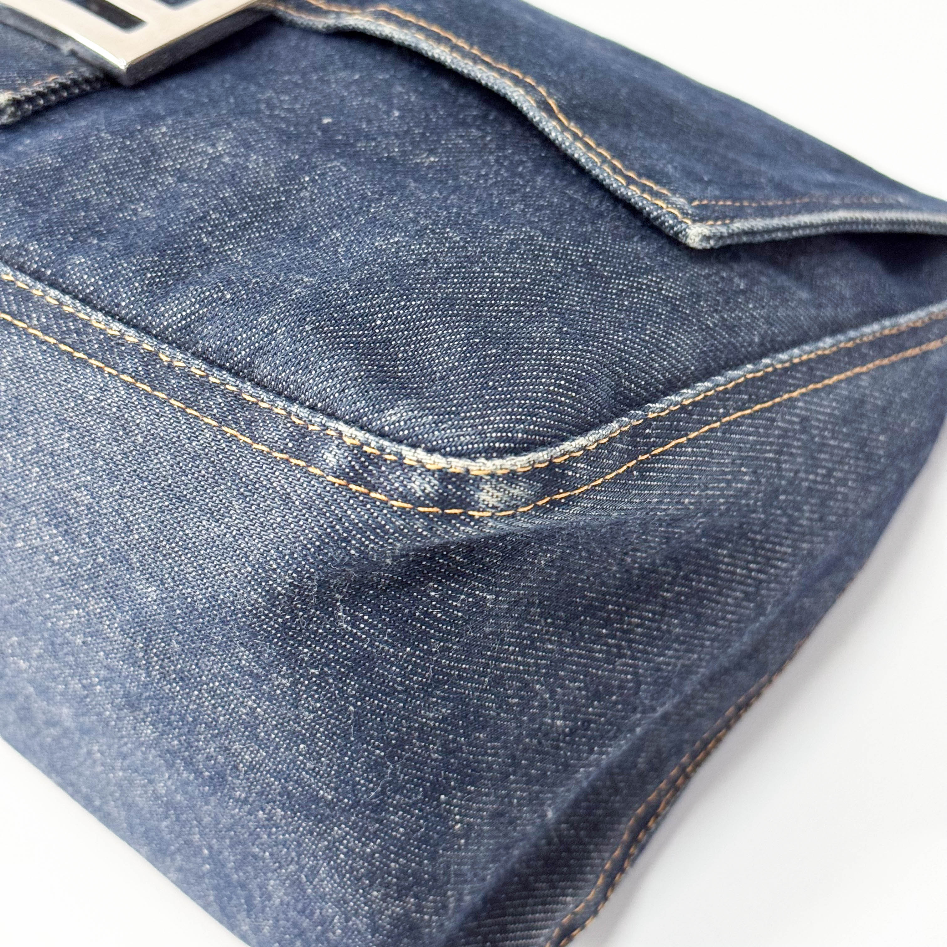 Mamma Baguette Blue Denim Shoulder Bag