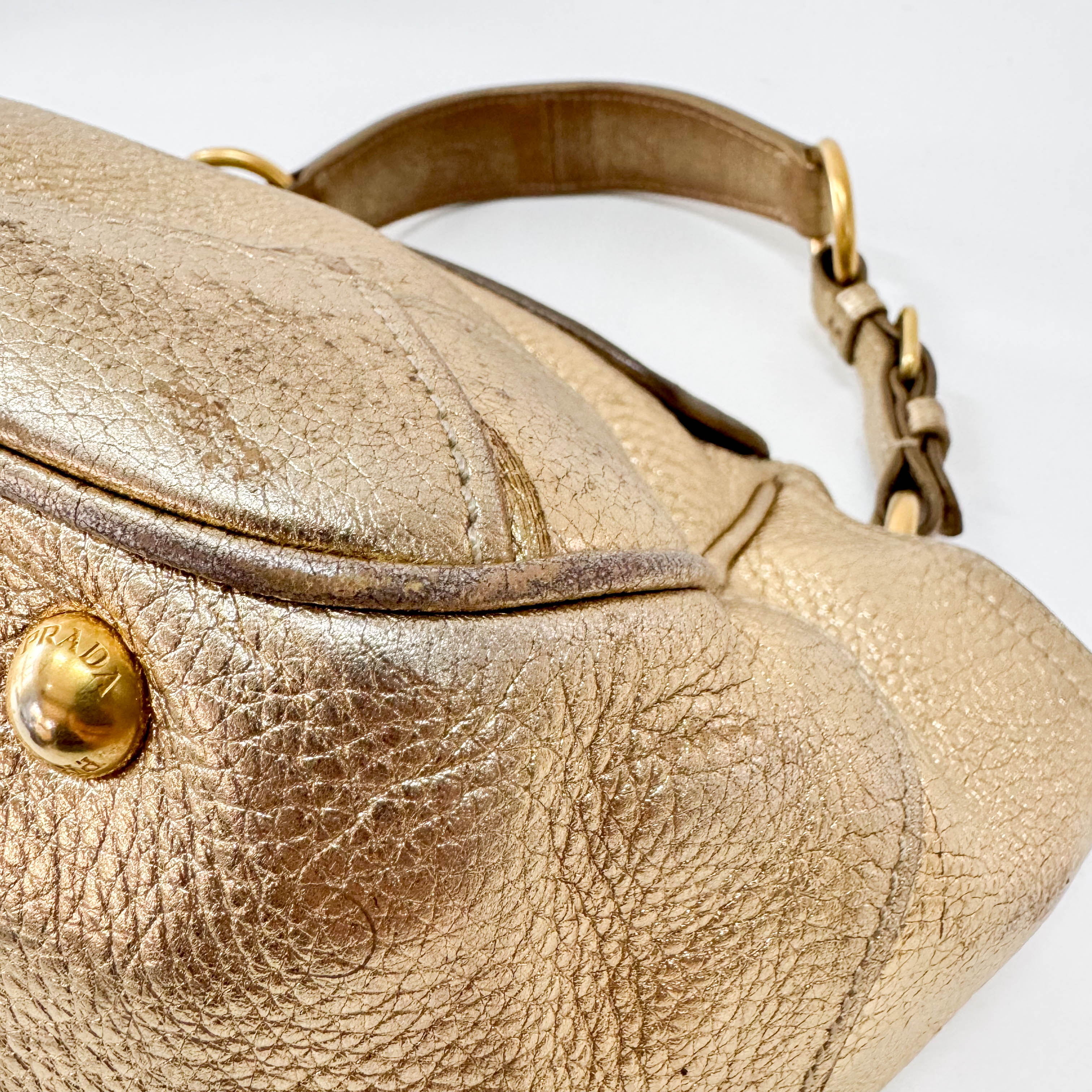 Gold Leather Shoulder Bag