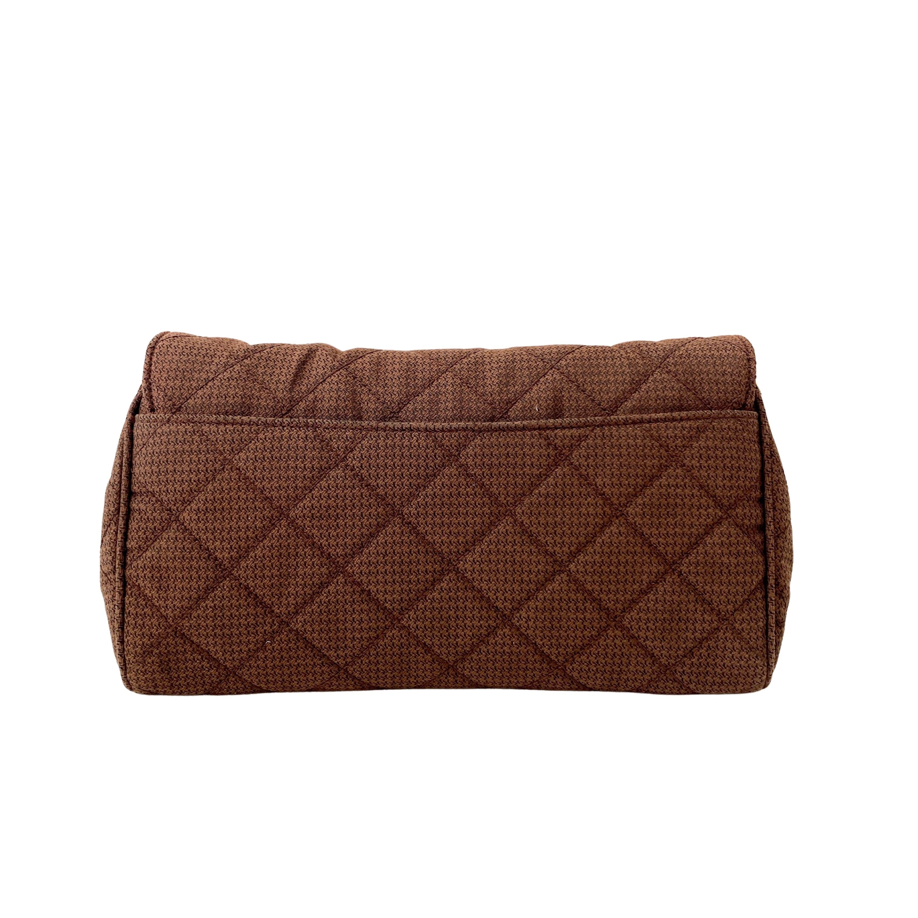 Cotton Brown Gold Chain Shoulder Bag