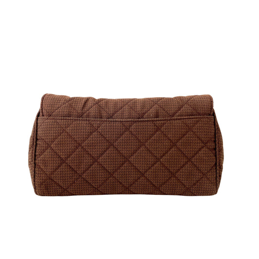 Cotton Brown Gold Chain Shoulder Bag