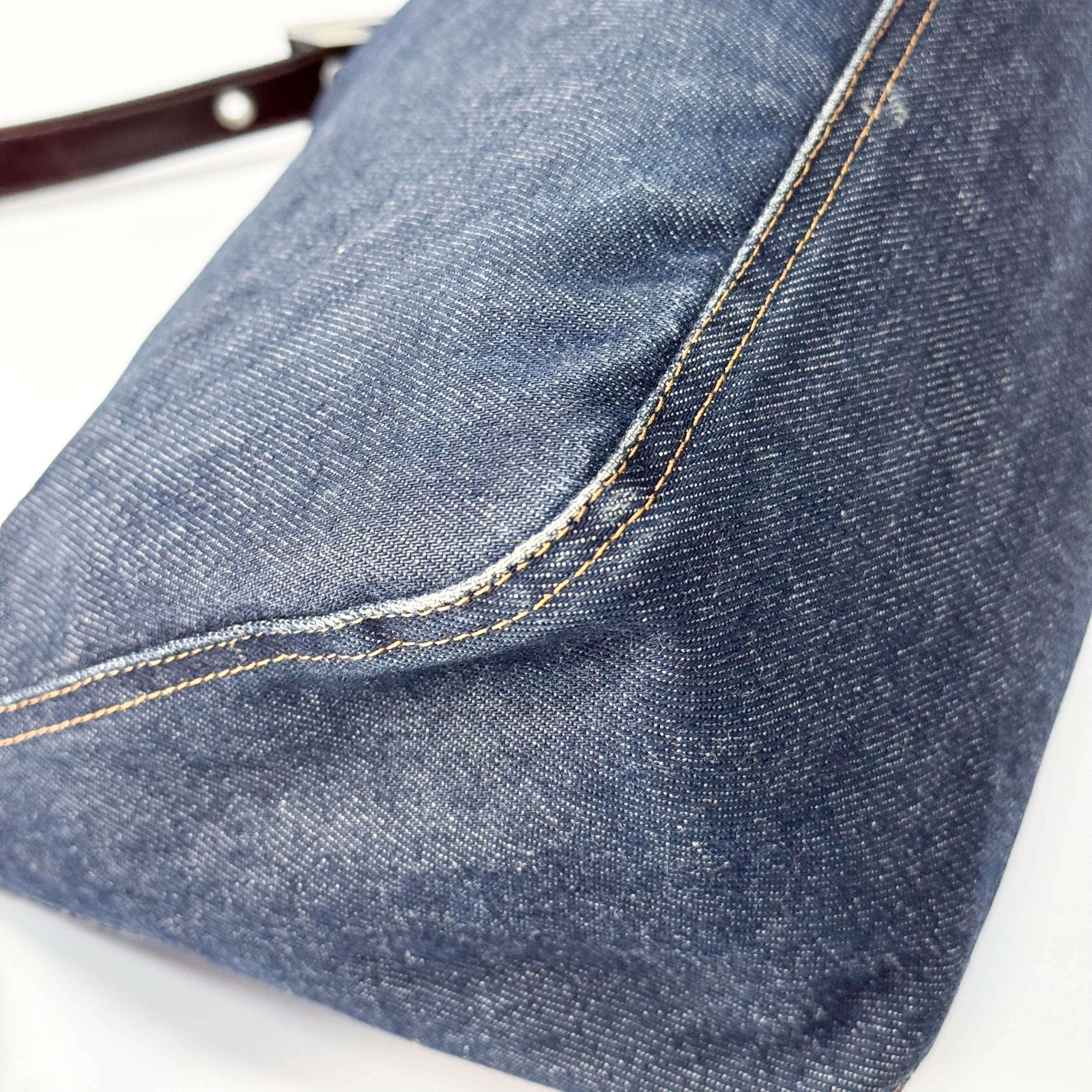 Mamma Baguette Blue Denim Shoulder Bag