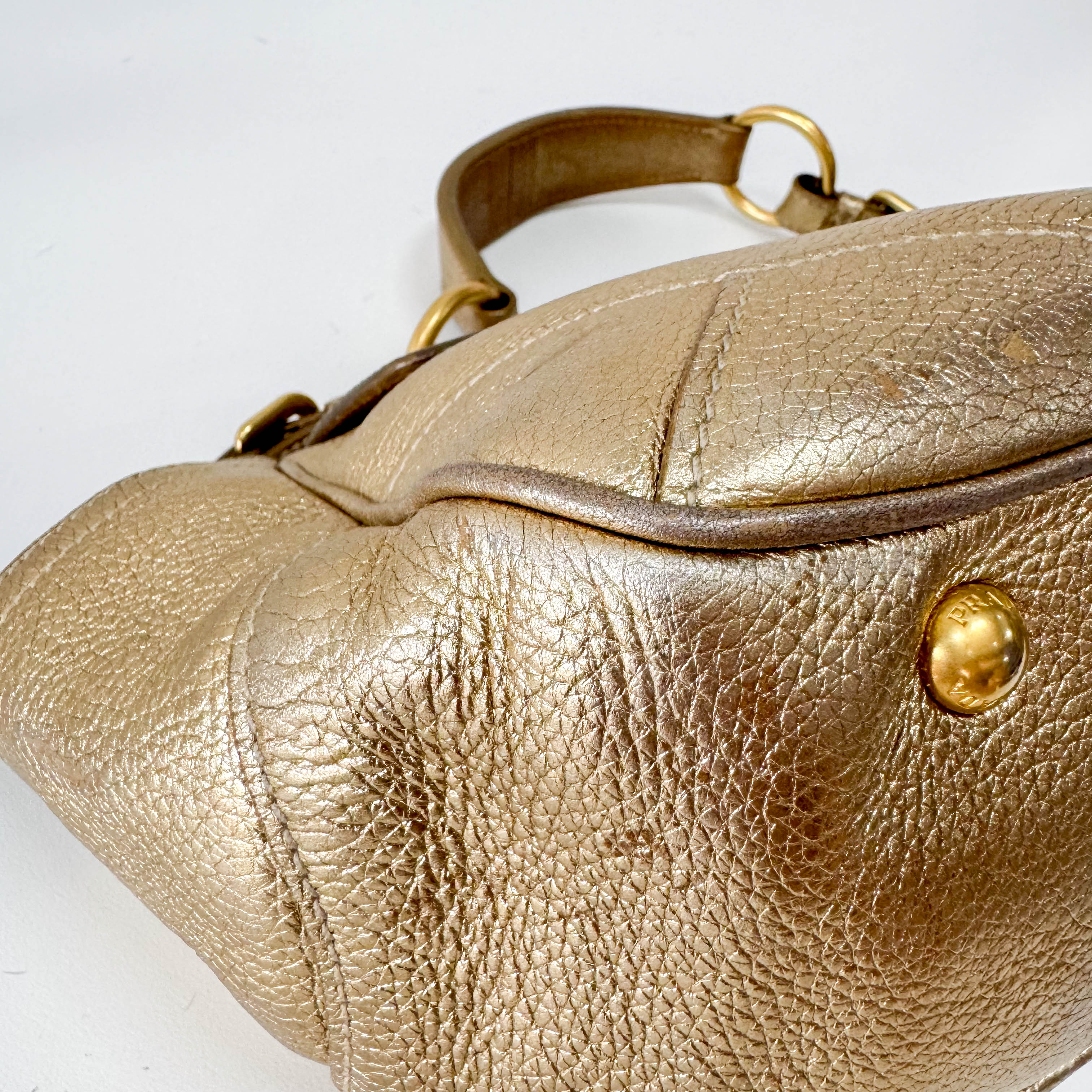 Gold Leather Shoulder Bag