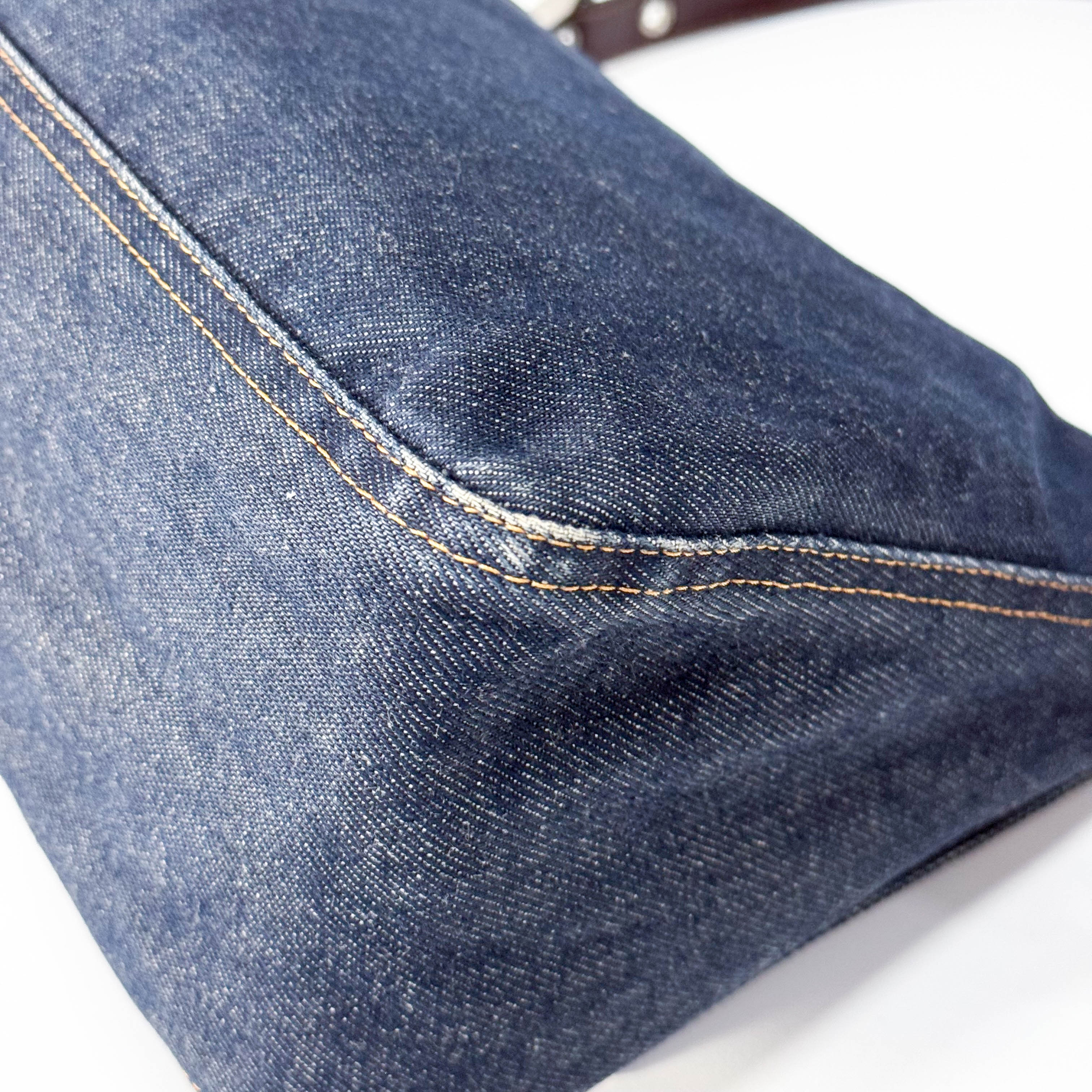 Mamma Baguette Blue Denim Shoulder Bag