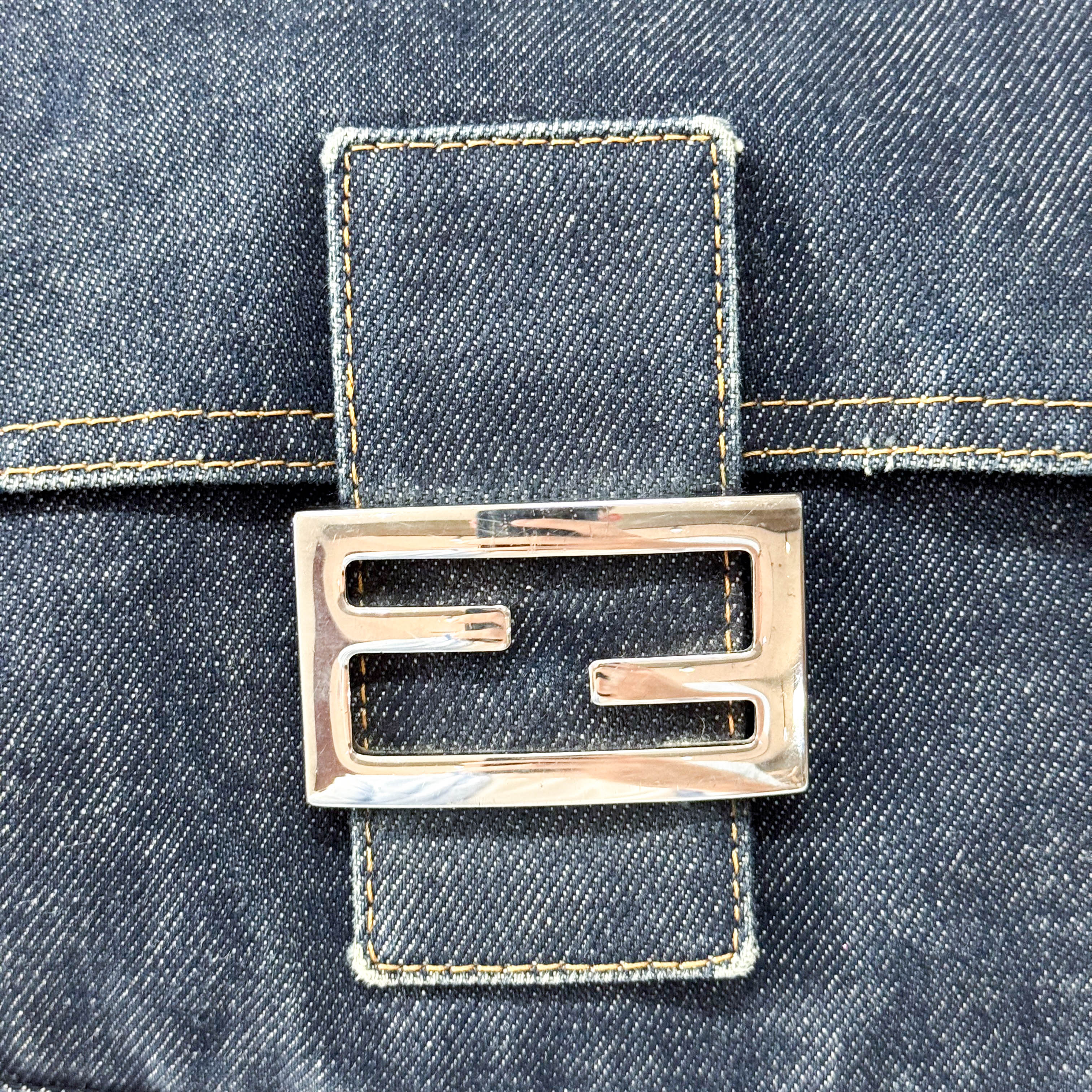 Mamma Baguette Blue Denim Shoulder Bag