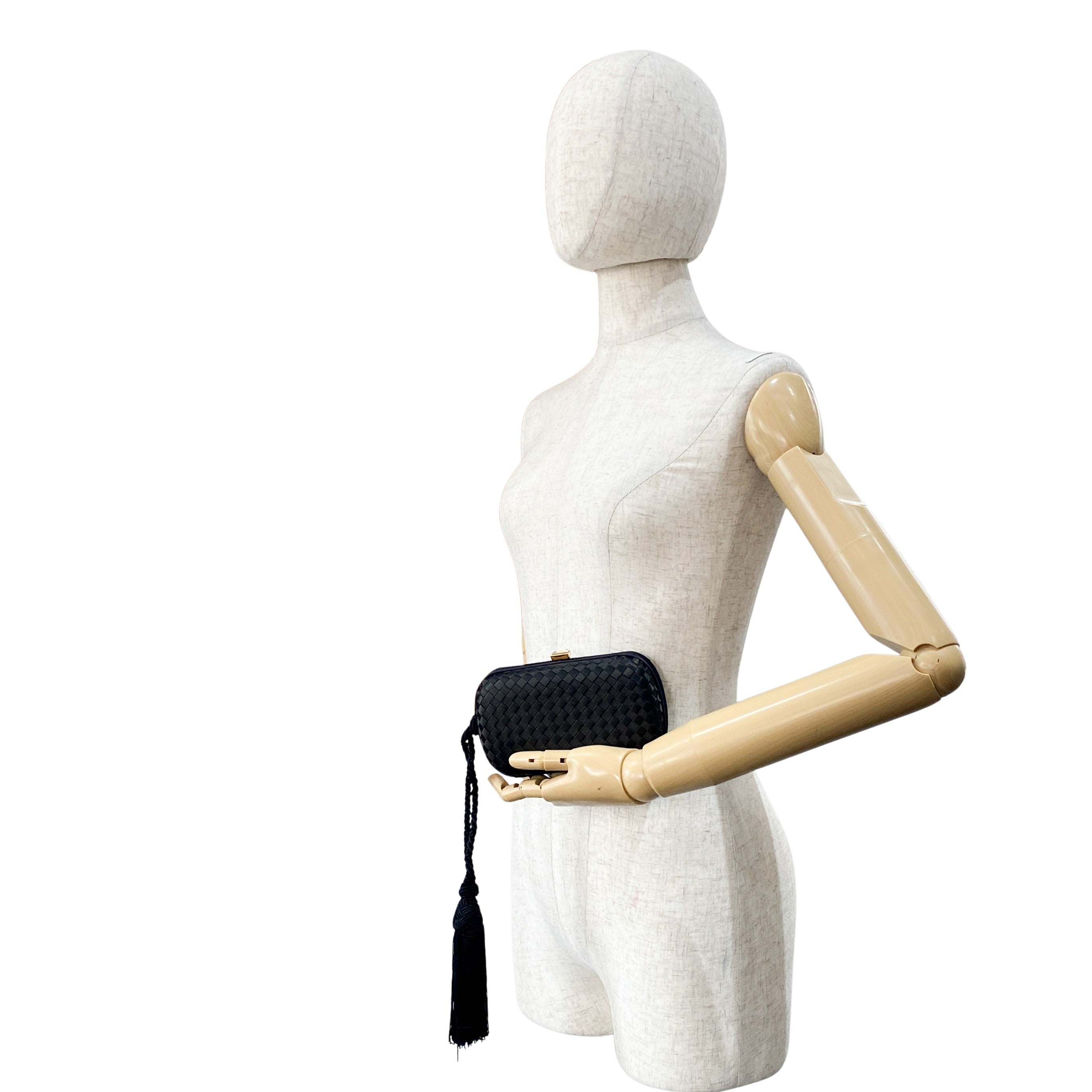 Knott Black Satin Clutch Bag