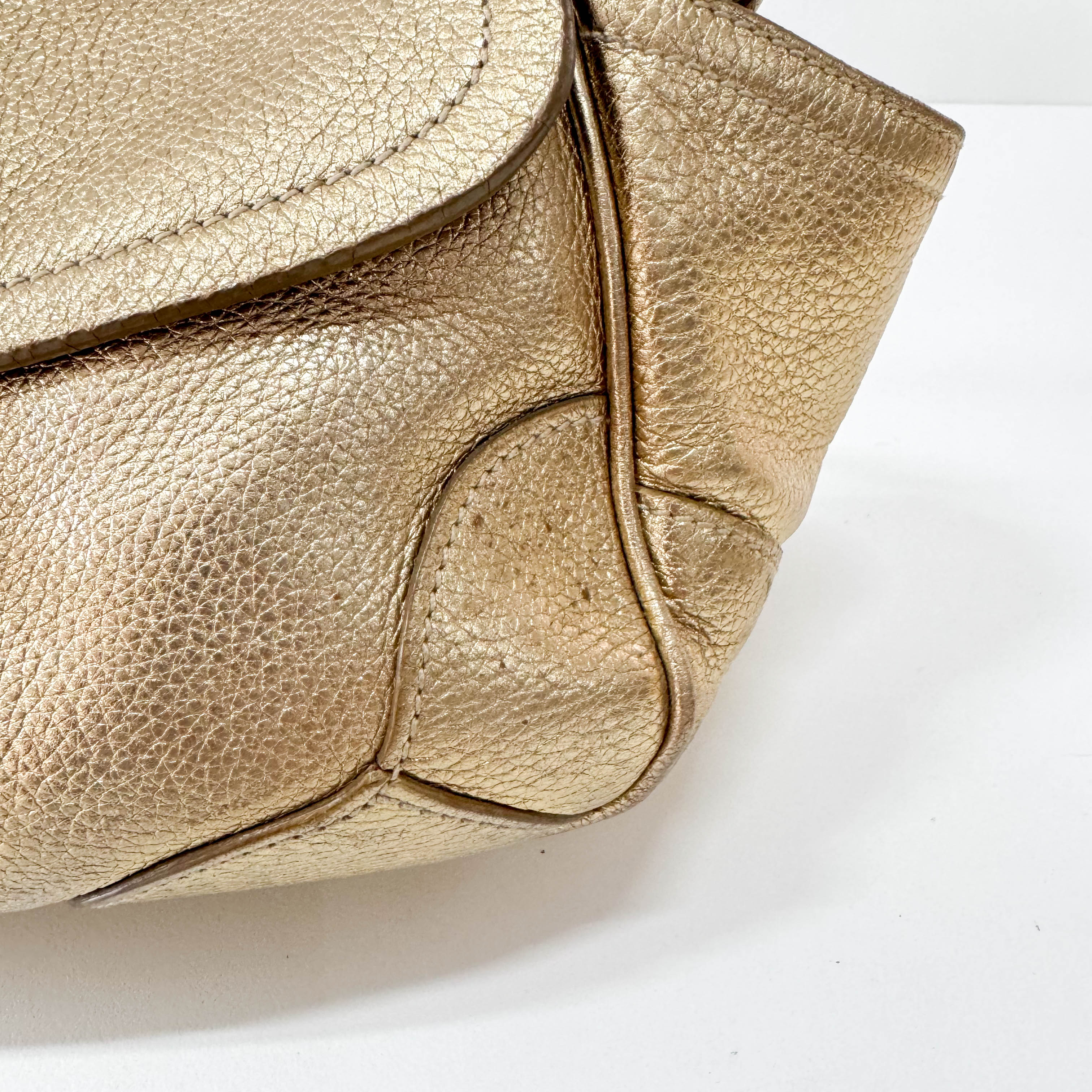 Gold Leather Shoulder Bag