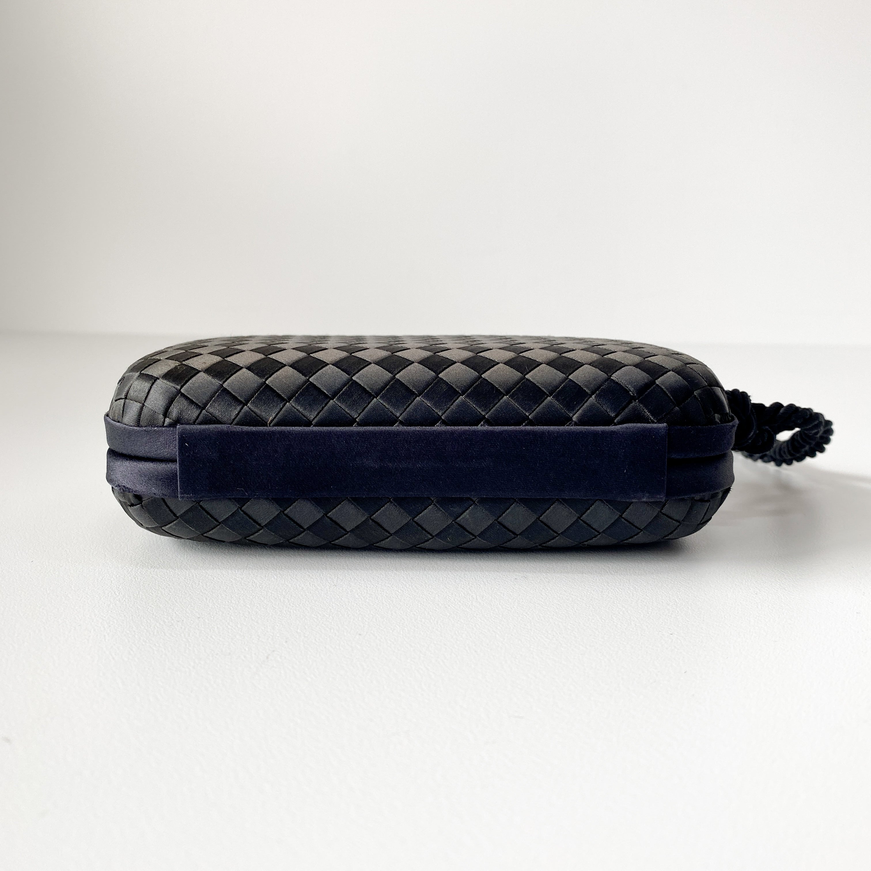 Knott Black Satin Clutch Bag