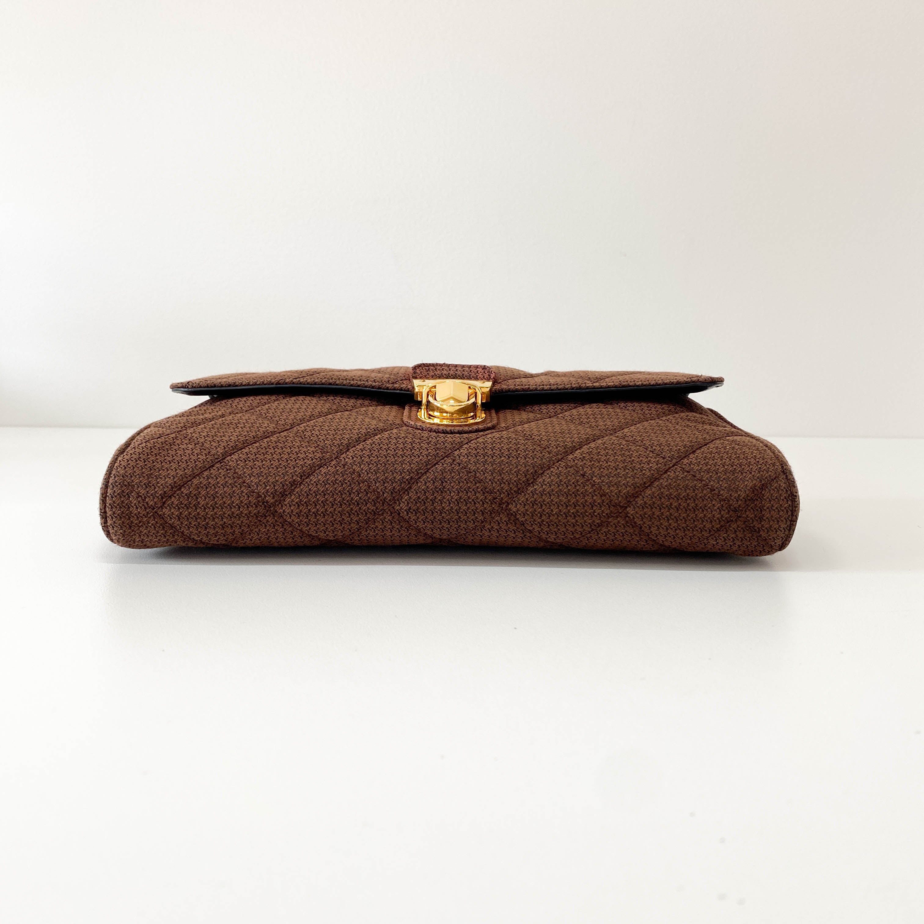 Cotton Brown Gold Chain Shoulder Bag