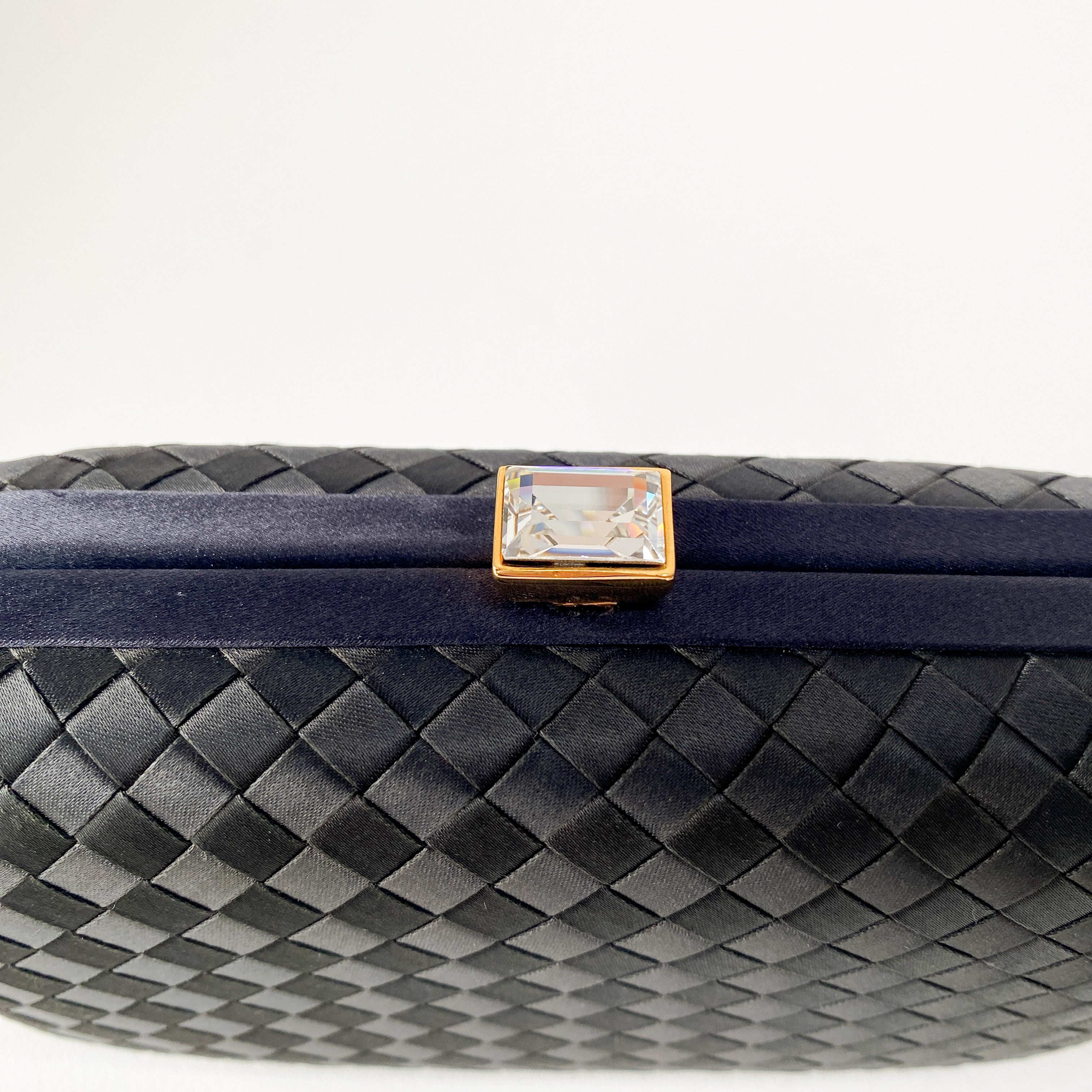 Knott Black Satin Clutch Bag