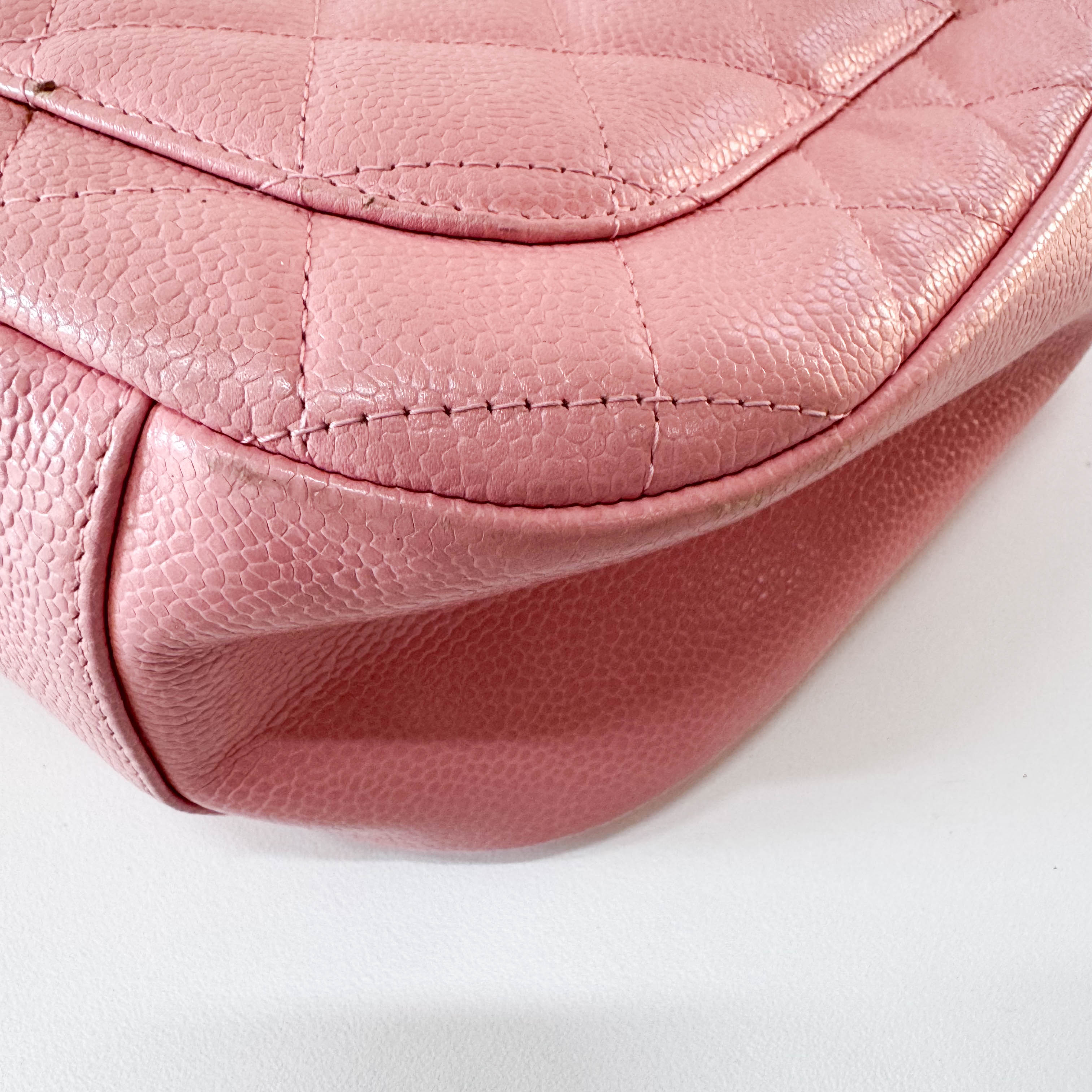 Quilted Grain Calf Skin Leather Pink Hobo Shoulder Bag