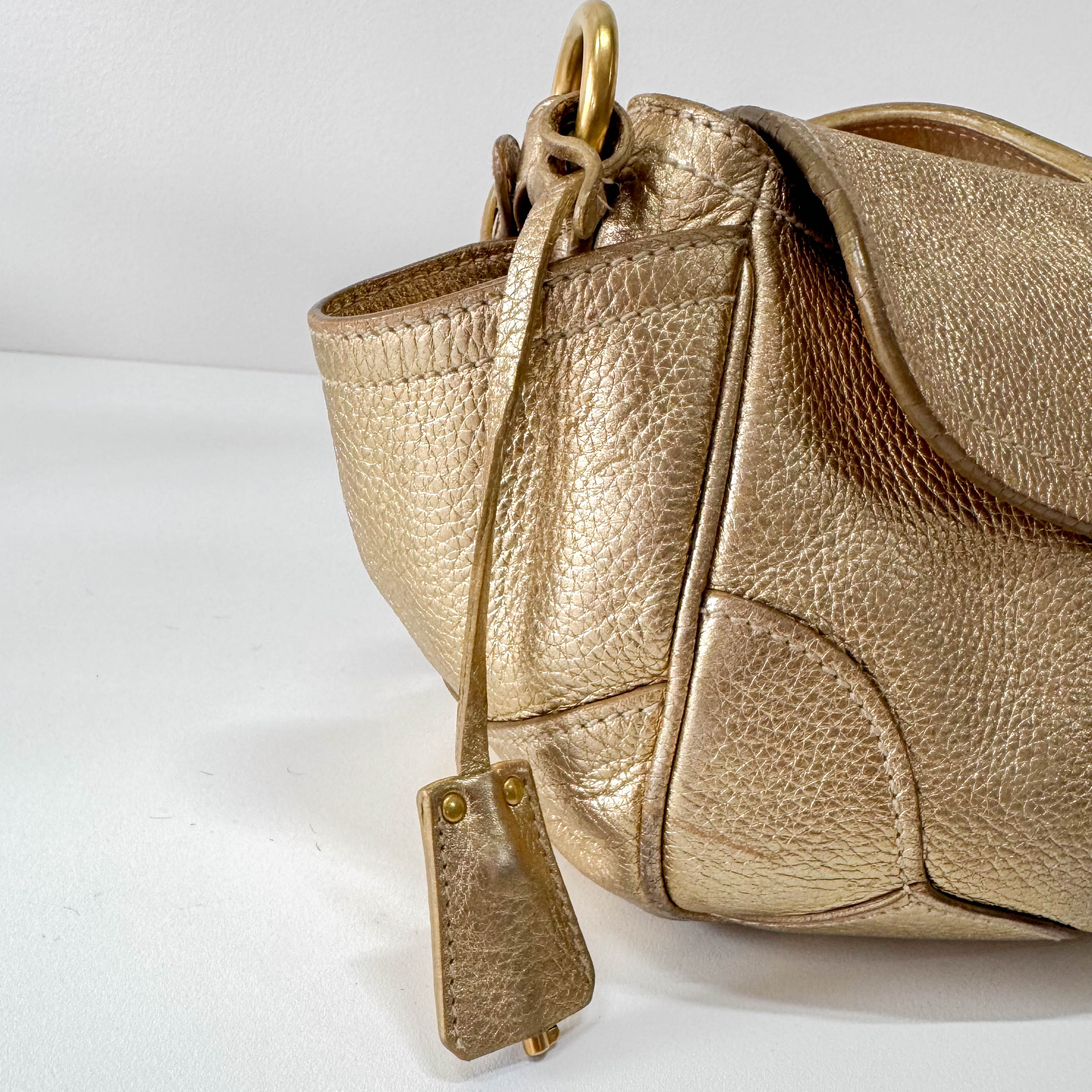 Gold Leather Shoulder Bag
