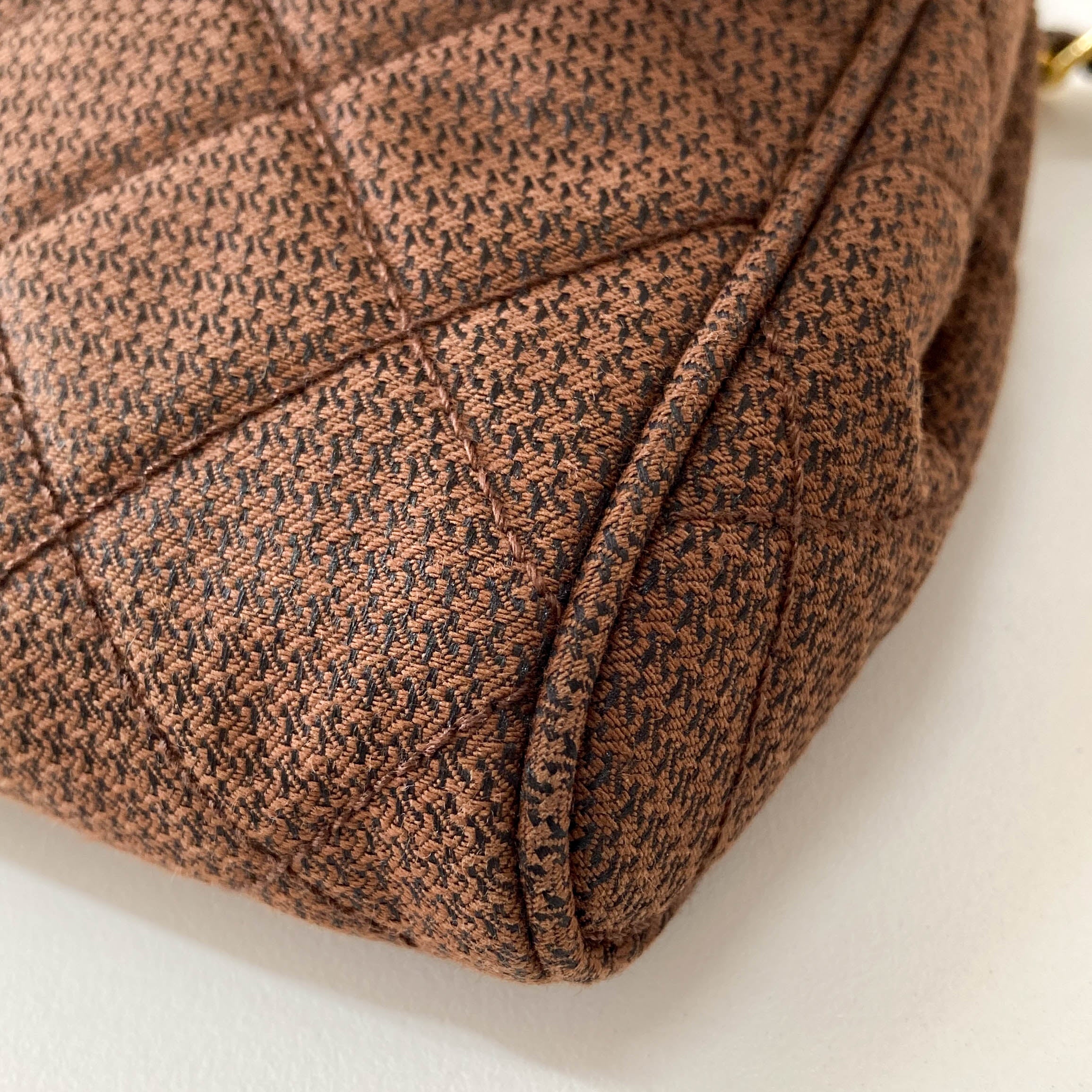 Cotton Brown Gold Chain Shoulder Bag