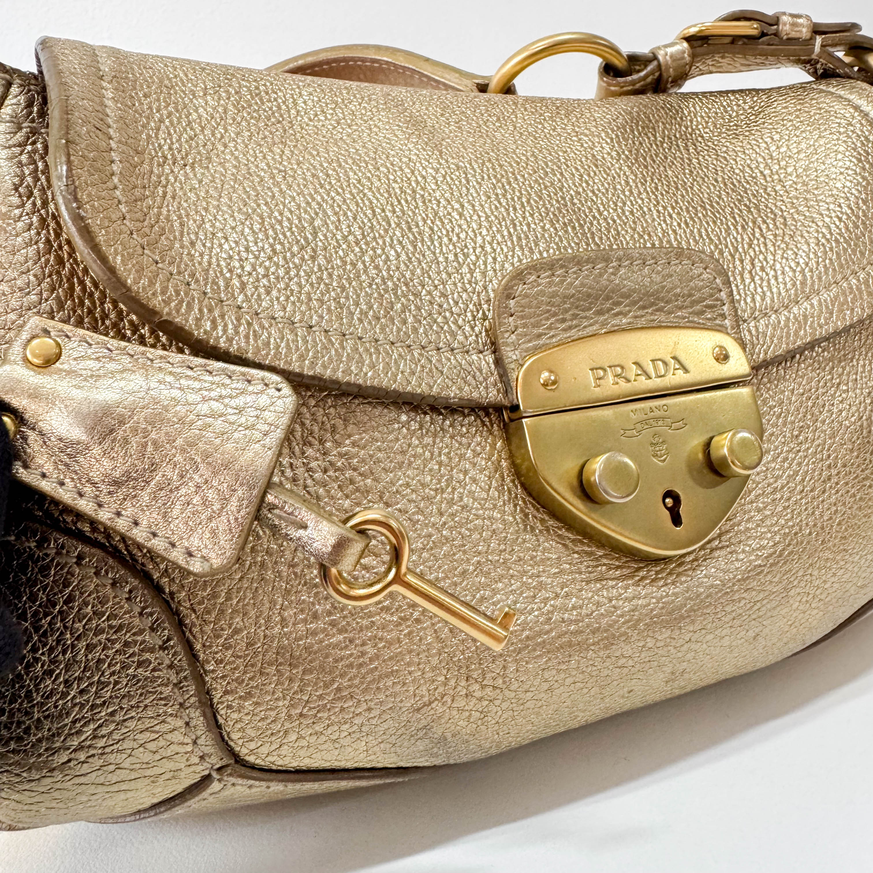 Gold Leather Shoulder Bag