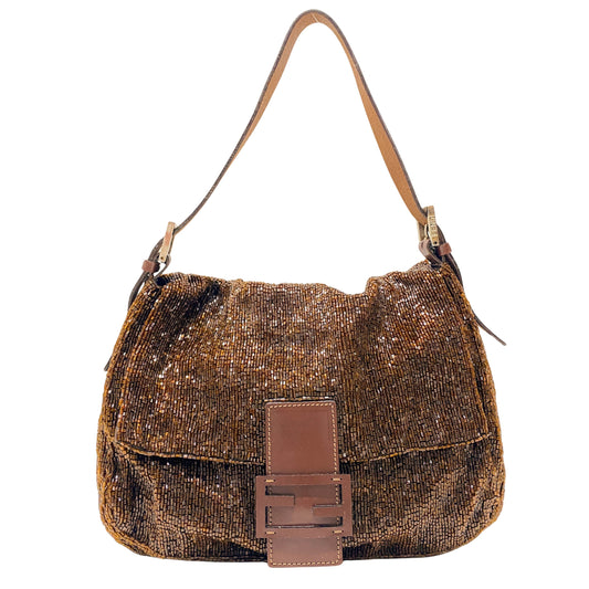 Mamma Baguette Bronze Beads Shoulder Bag