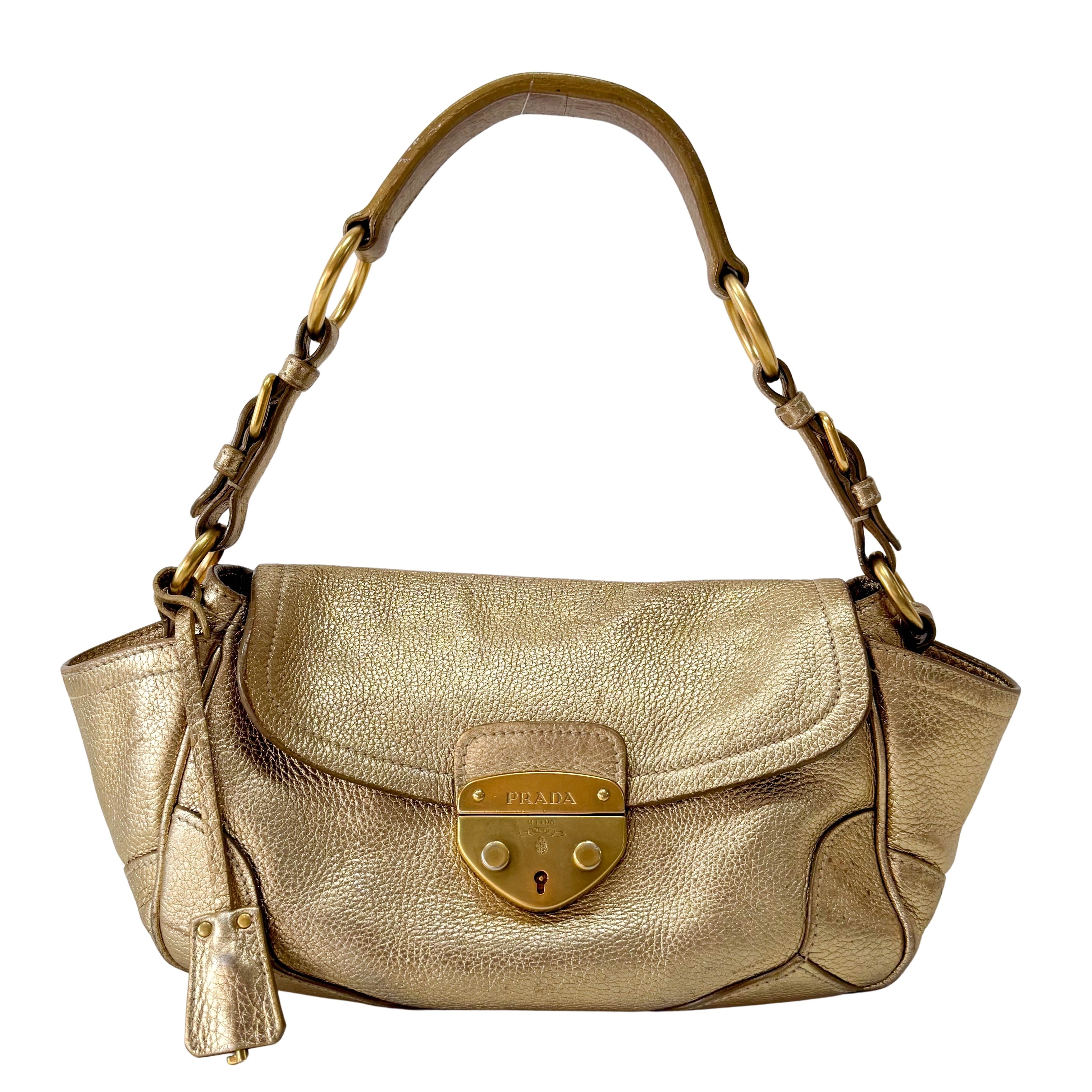 Gold Leather Shoulder Bag