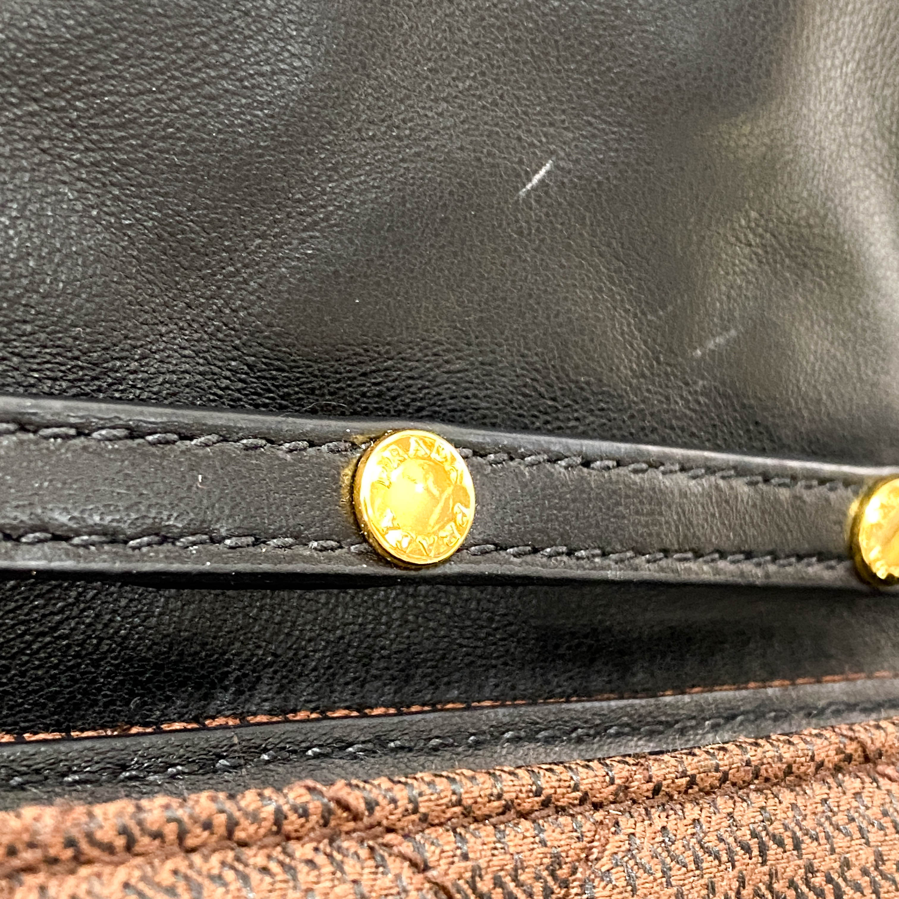 Cotton Brown Gold Chain Shoulder Bag