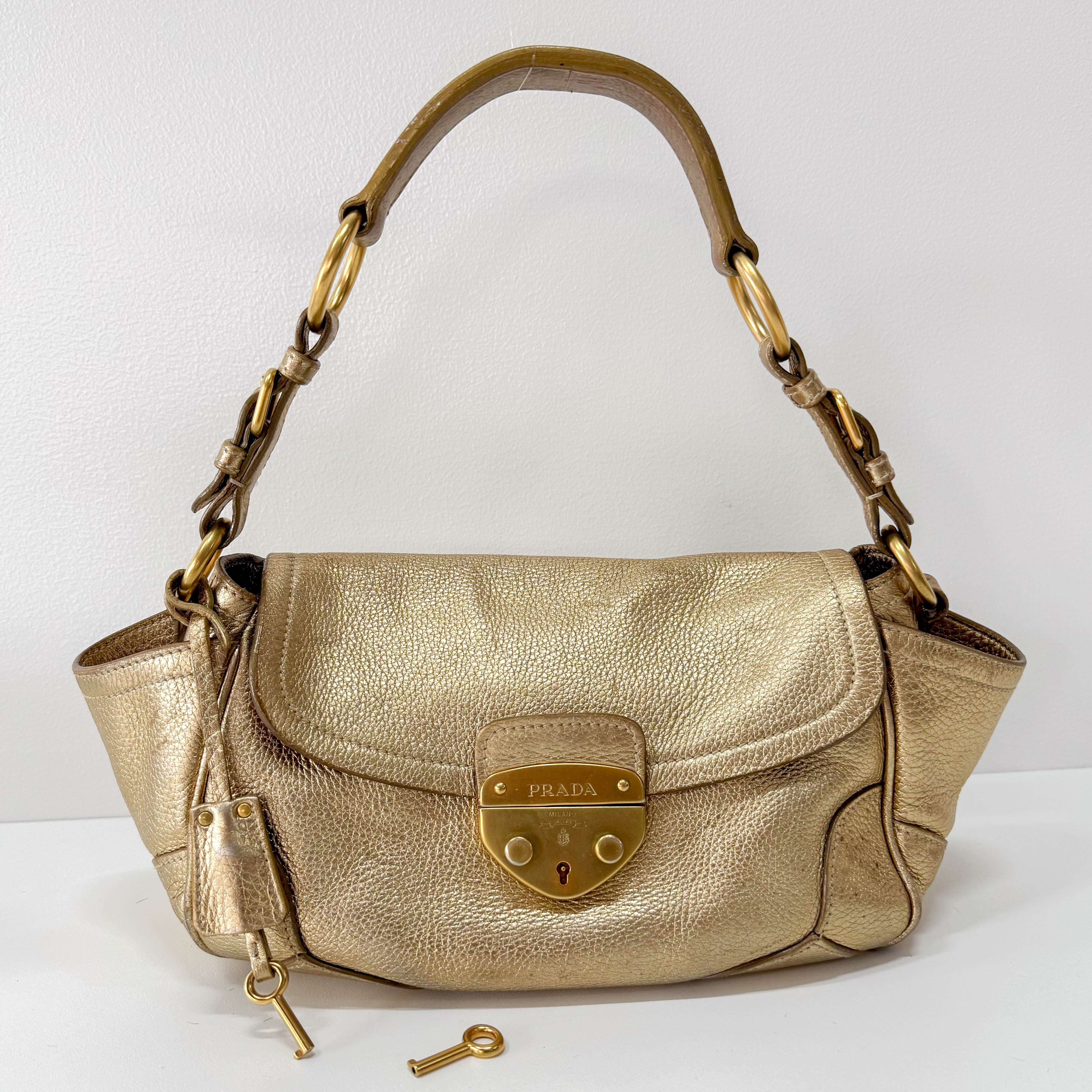Gold Leather Shoulder Bag