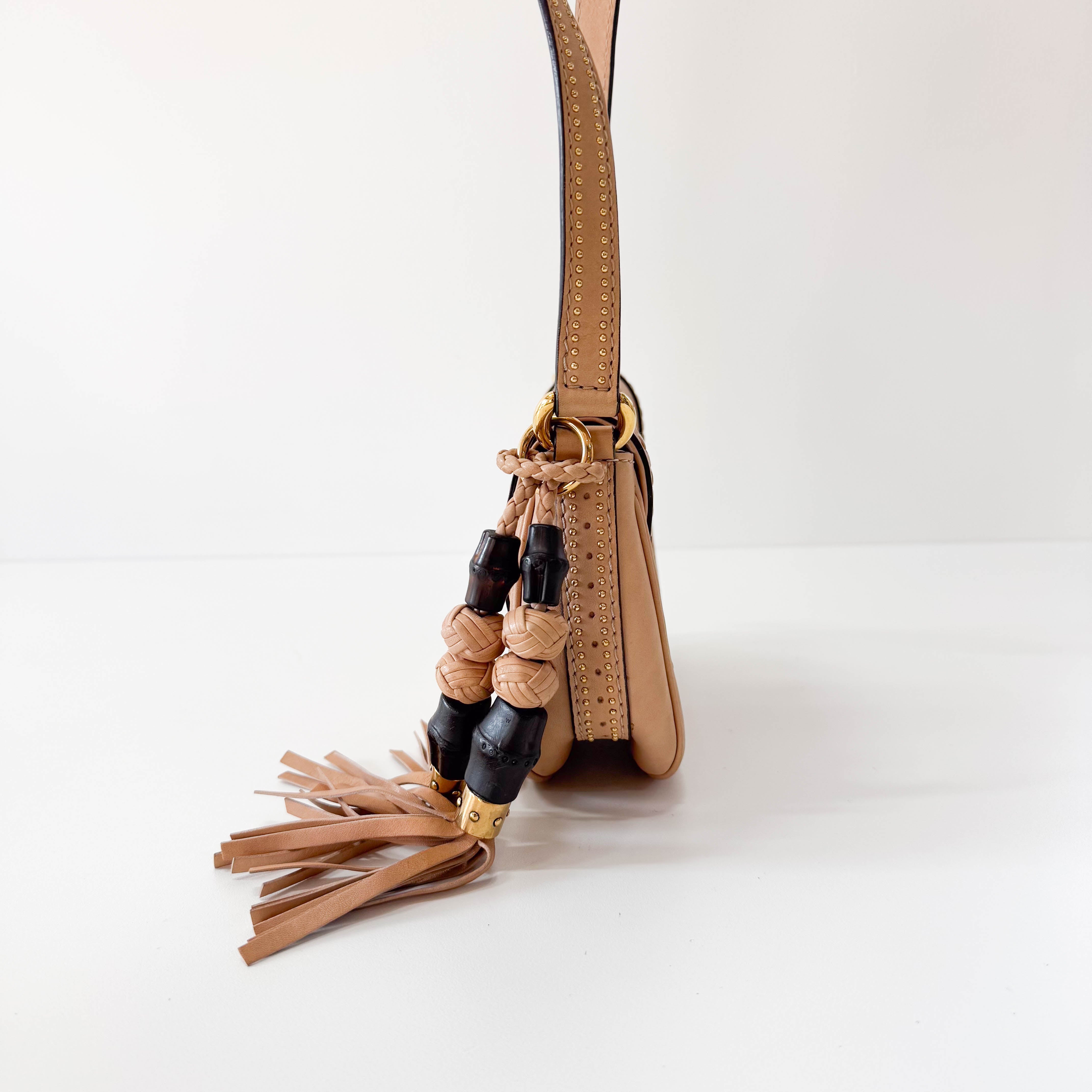 Calfskin Small Snaffle Bit Shoulder Beige