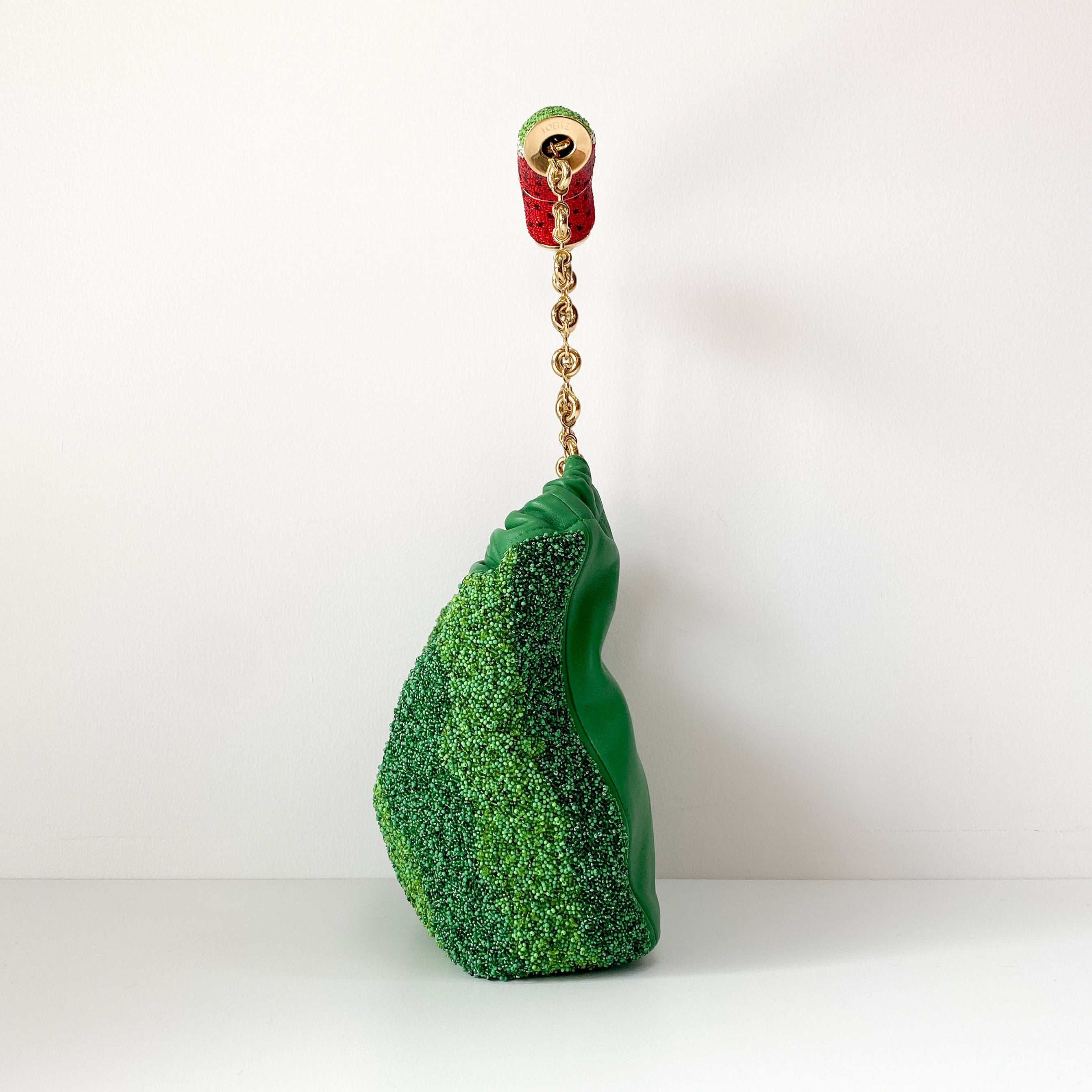 Squeeze Mini Green Leather Beaded Two Way Bag