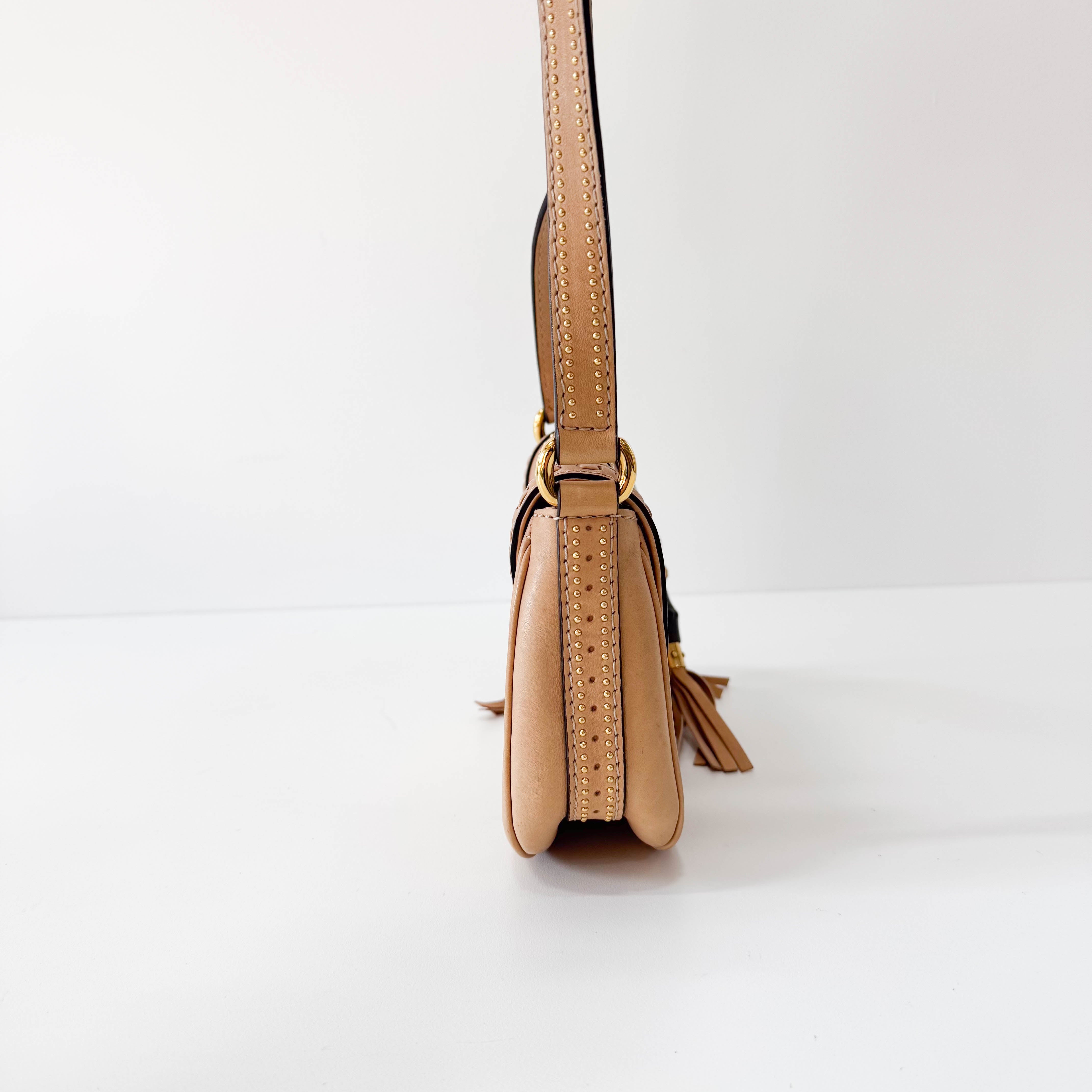 Calfskin Small Snaffle Bit Shoulder Beige