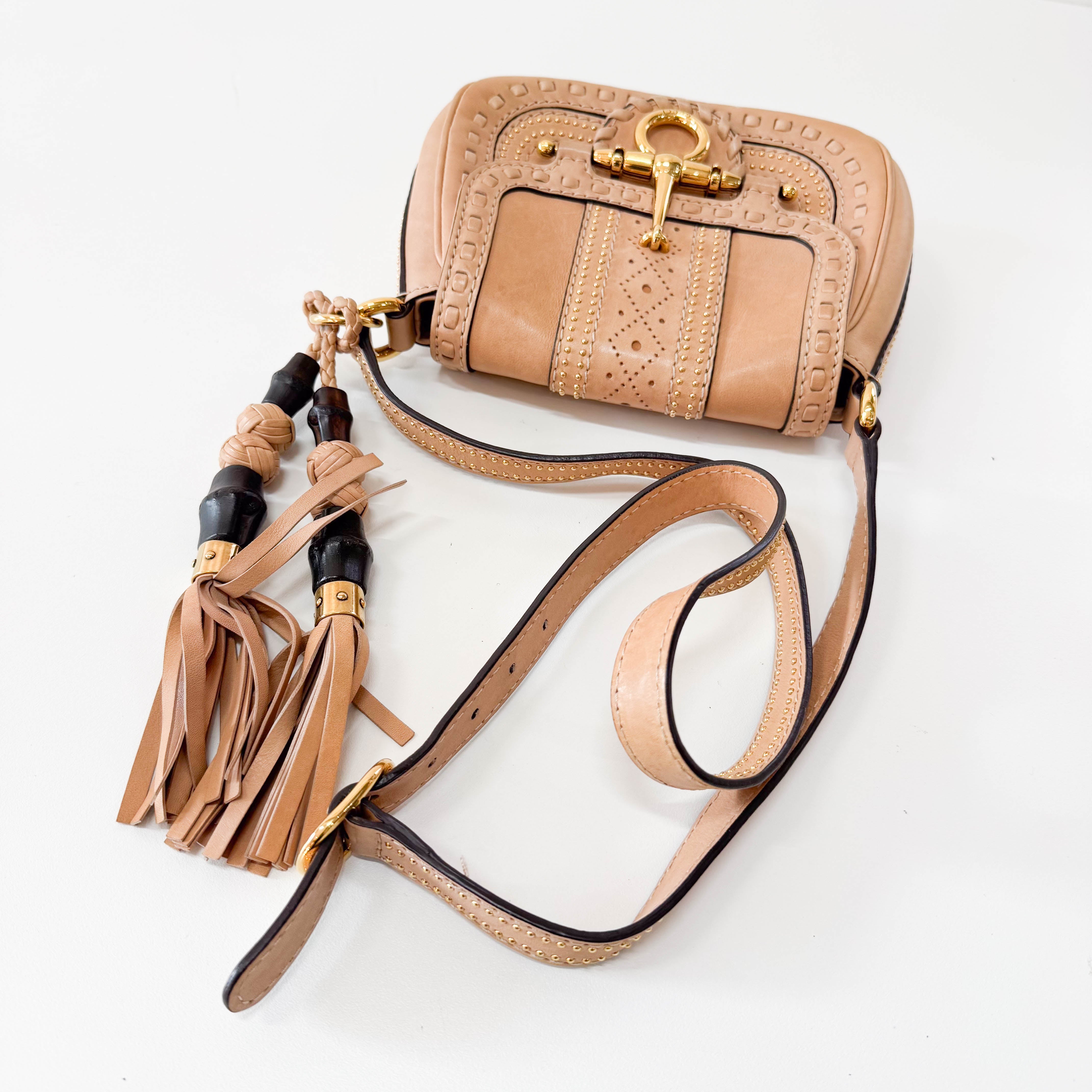 Calfskin Small Snaffle Bit Shoulder Beige