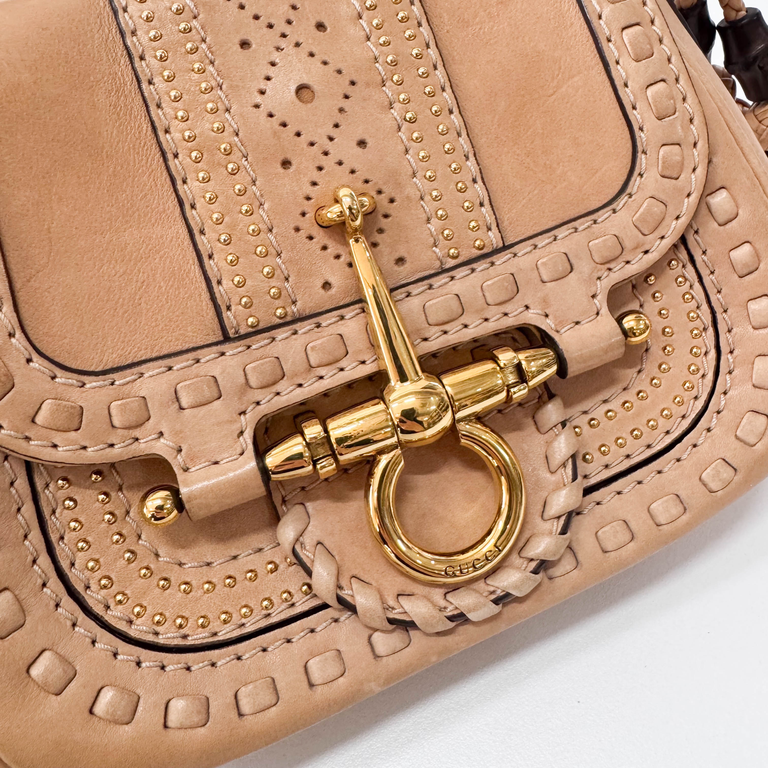 Calfskin Small Snaffle Bit Shoulder Beige