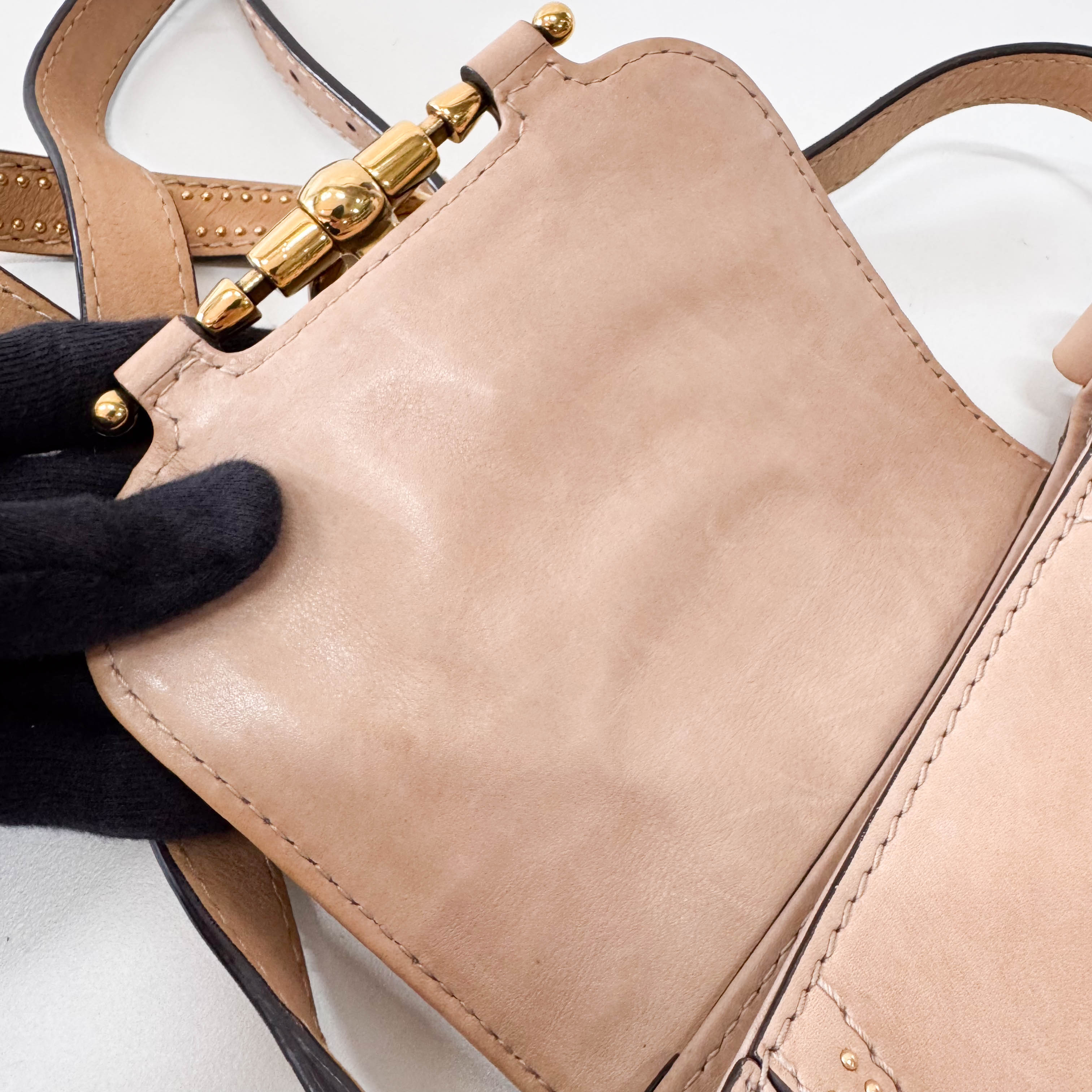 Calfskin Small Snaffle Bit Shoulder Beige