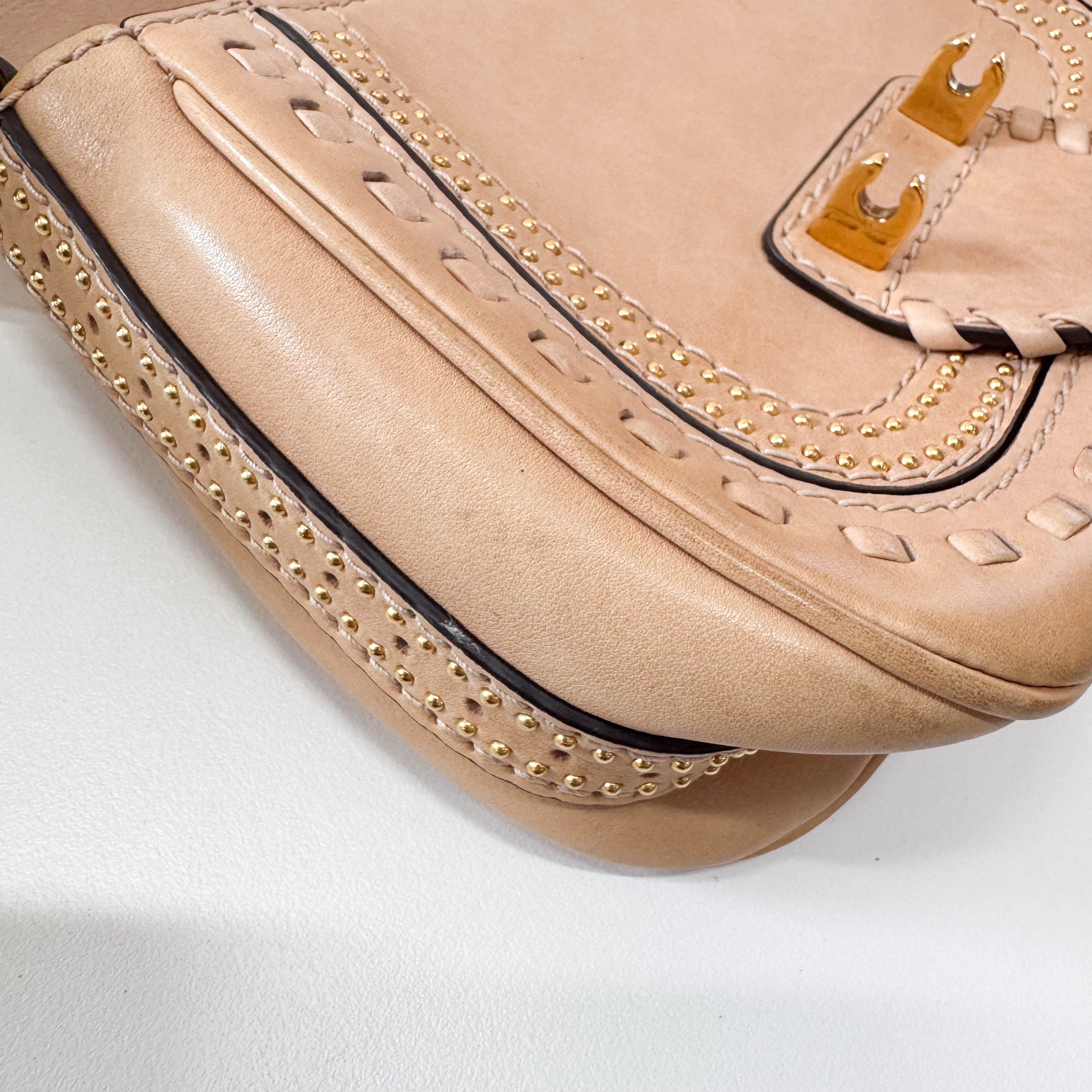 Calfskin Small Snaffle Bit Shoulder Beige