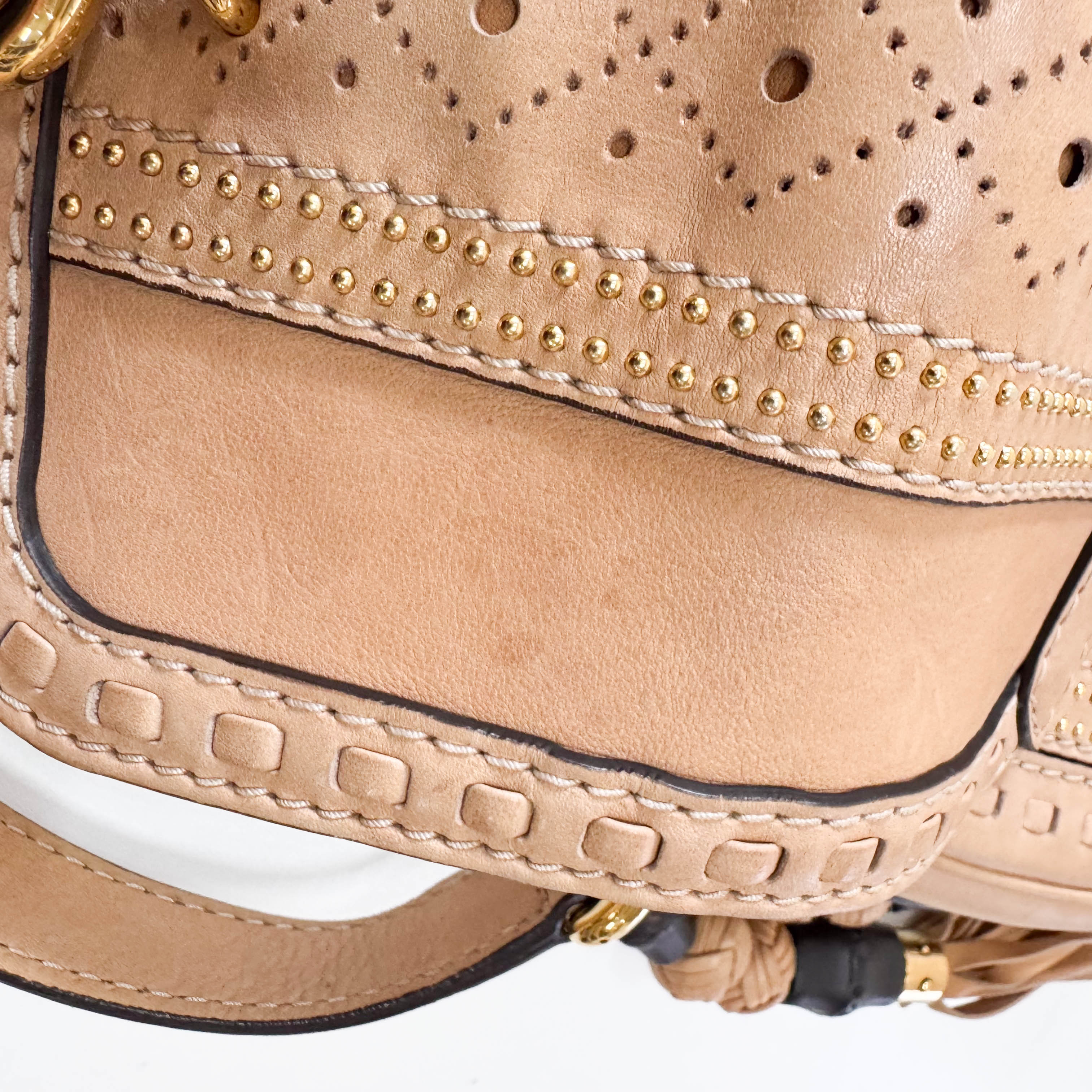 Calfskin Small Snaffle Bit Shoulder Beige