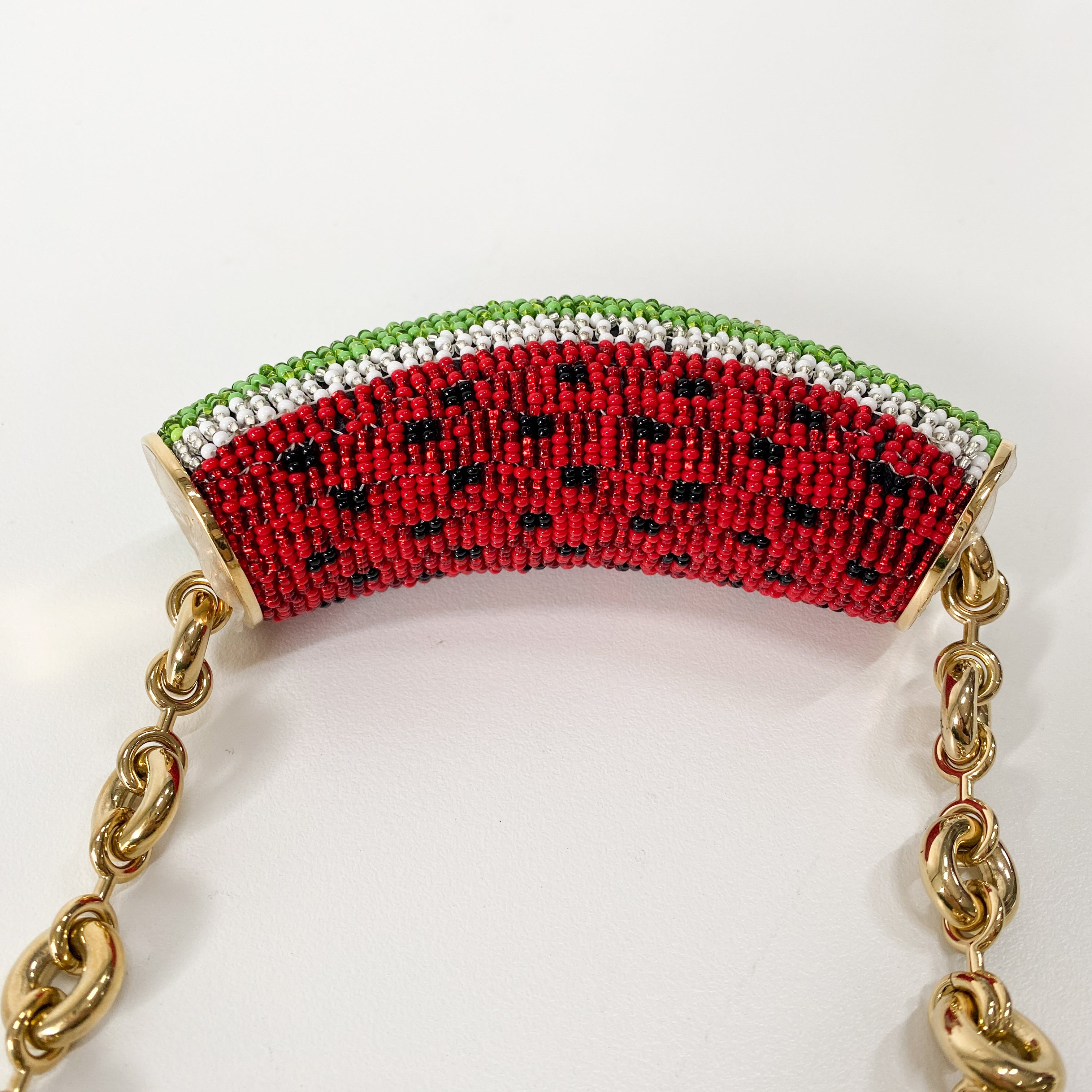 Squeeze Mini Green Leather Beaded Two Way Bag